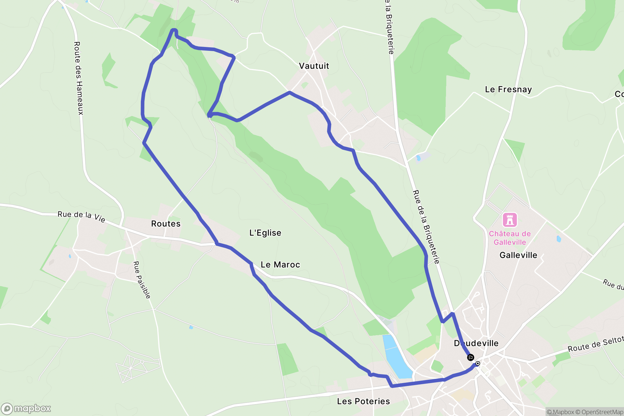 Doudeville : carte du parcours de randonnée - France