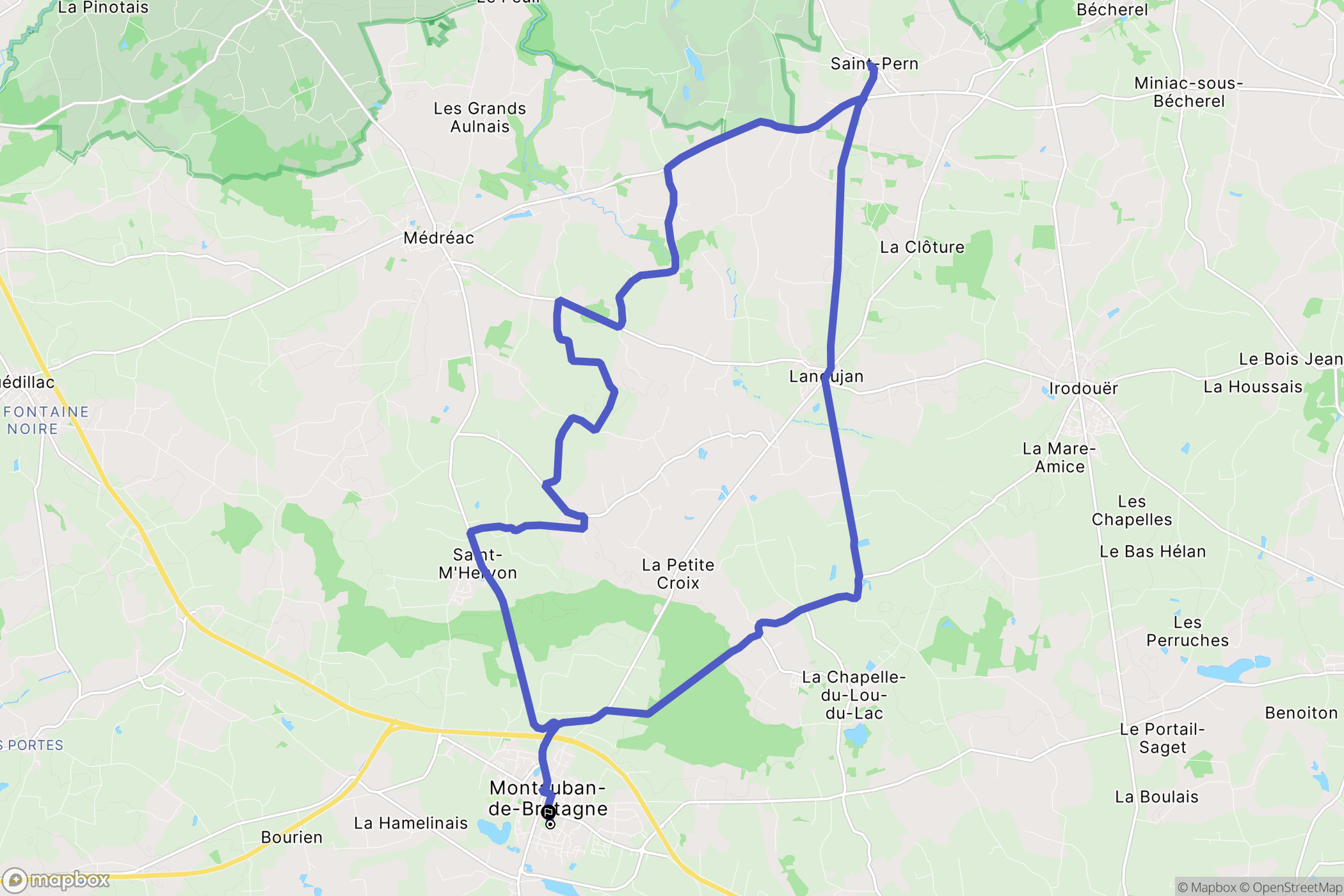 Montauban-de-Bretagne : carte du parcours de randonnée - France