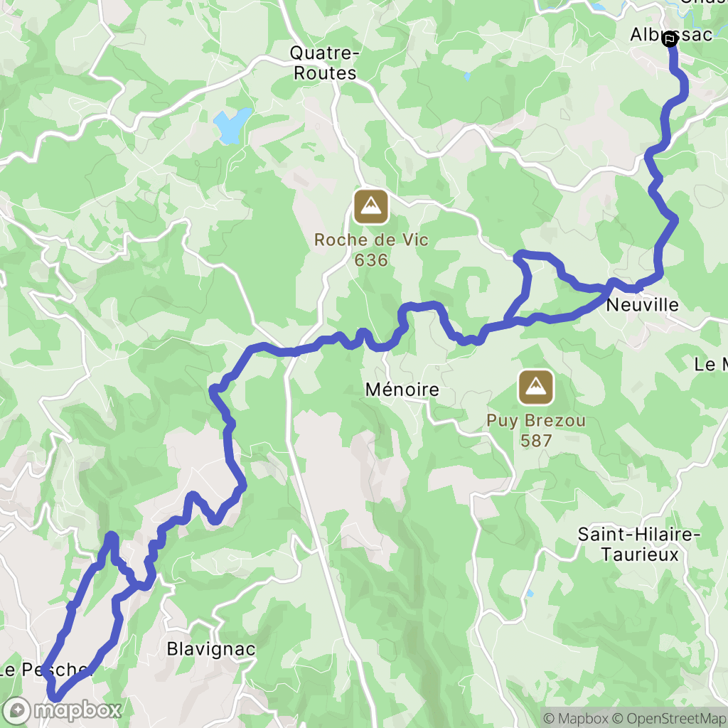 Albussac : carte du parcours de randonnée - France