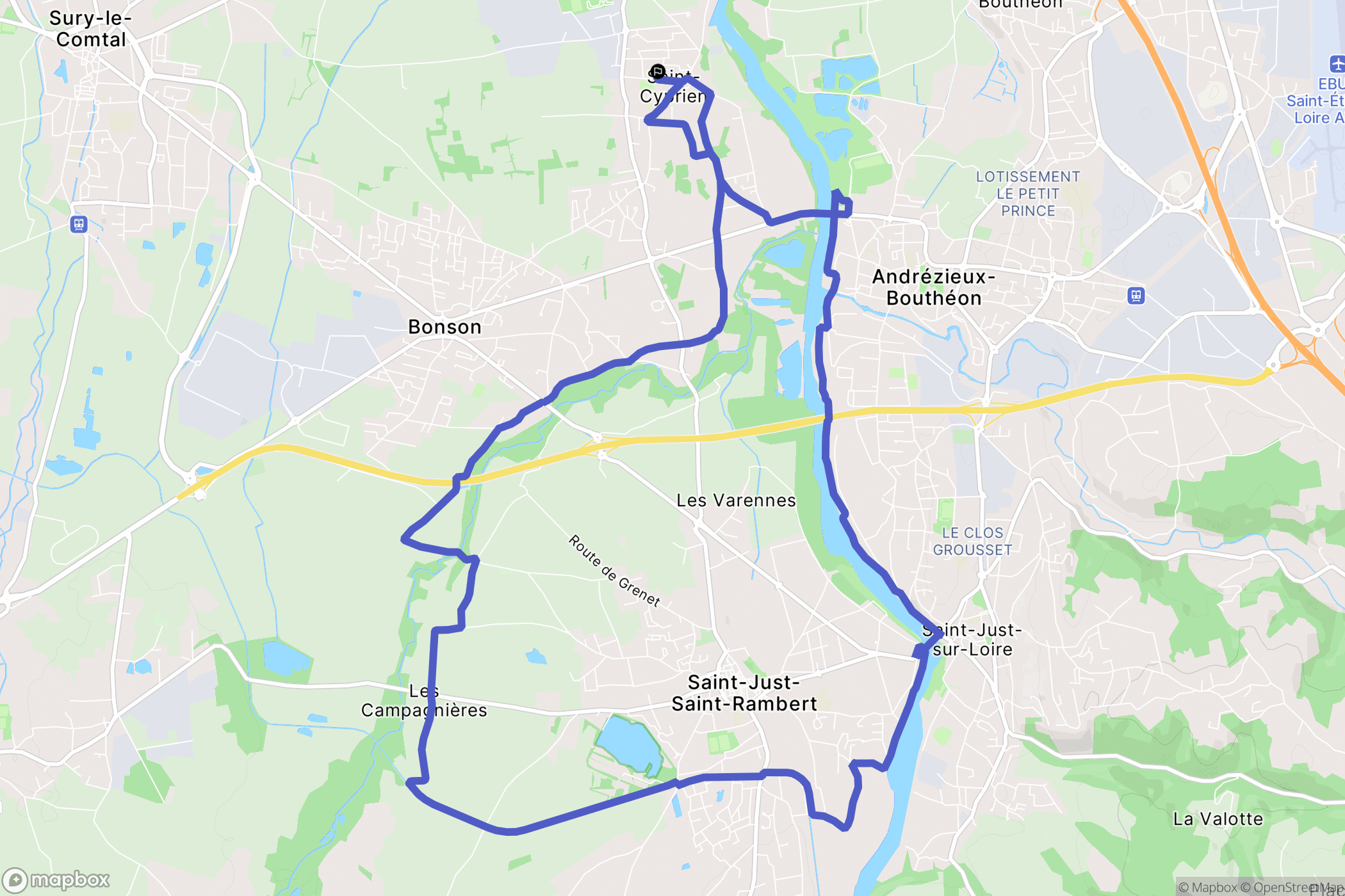 Saint-Cyprien : carte du parcours de randonnée - France