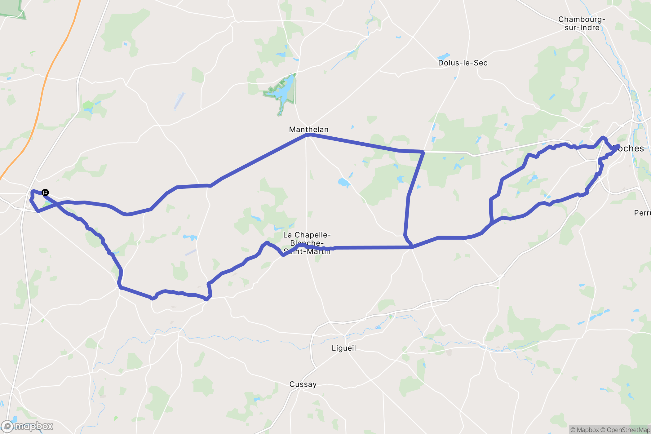 Sainte-Maure-de-Touraine : carte du parcours de randonnée - France