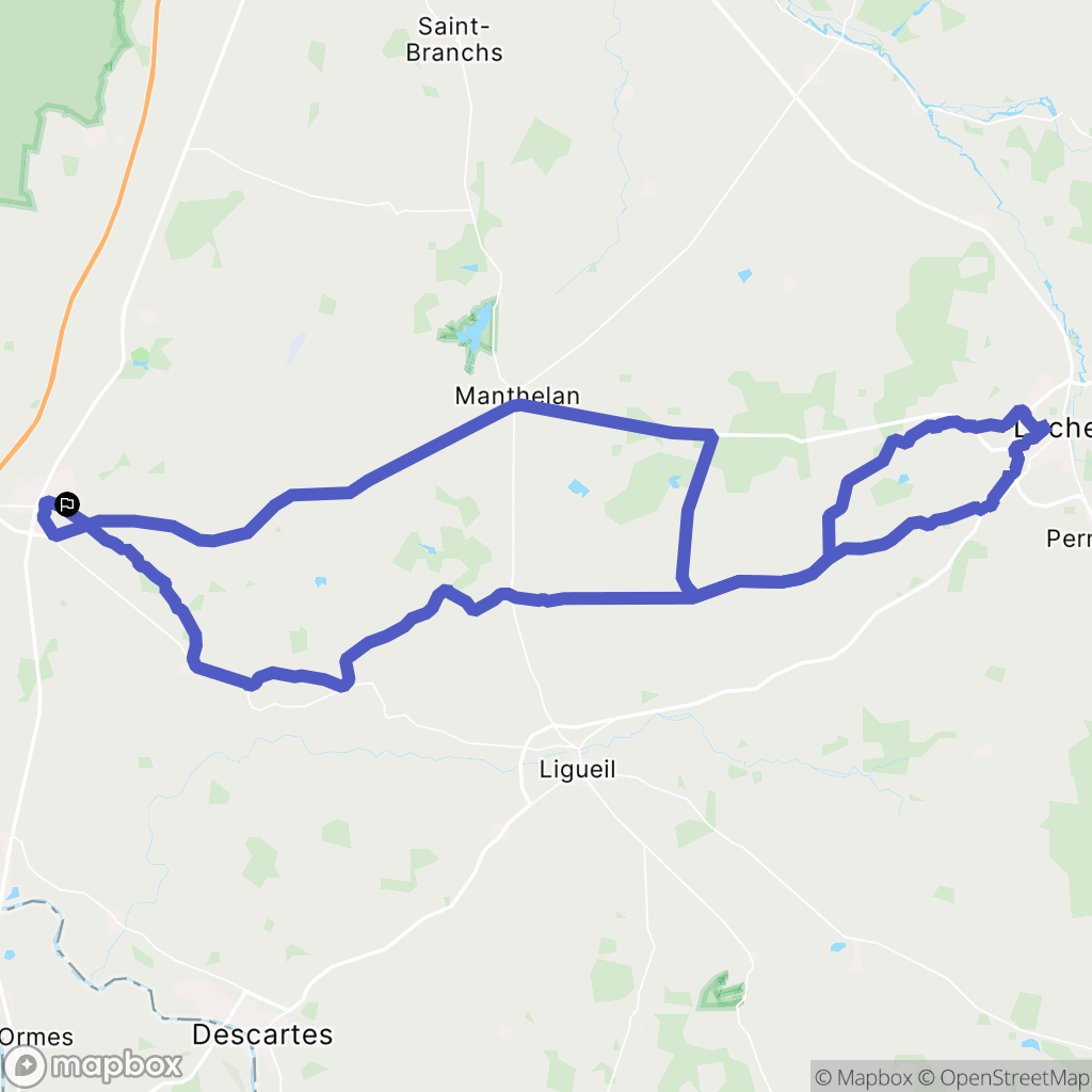 Sainte-Maure-de-Touraine : carte du parcours de randonnée - France