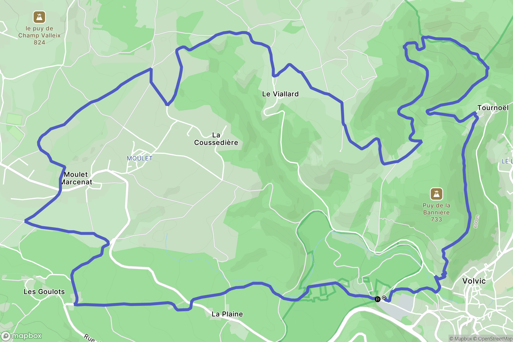 Volvic : carte du parcours de randonnée - France