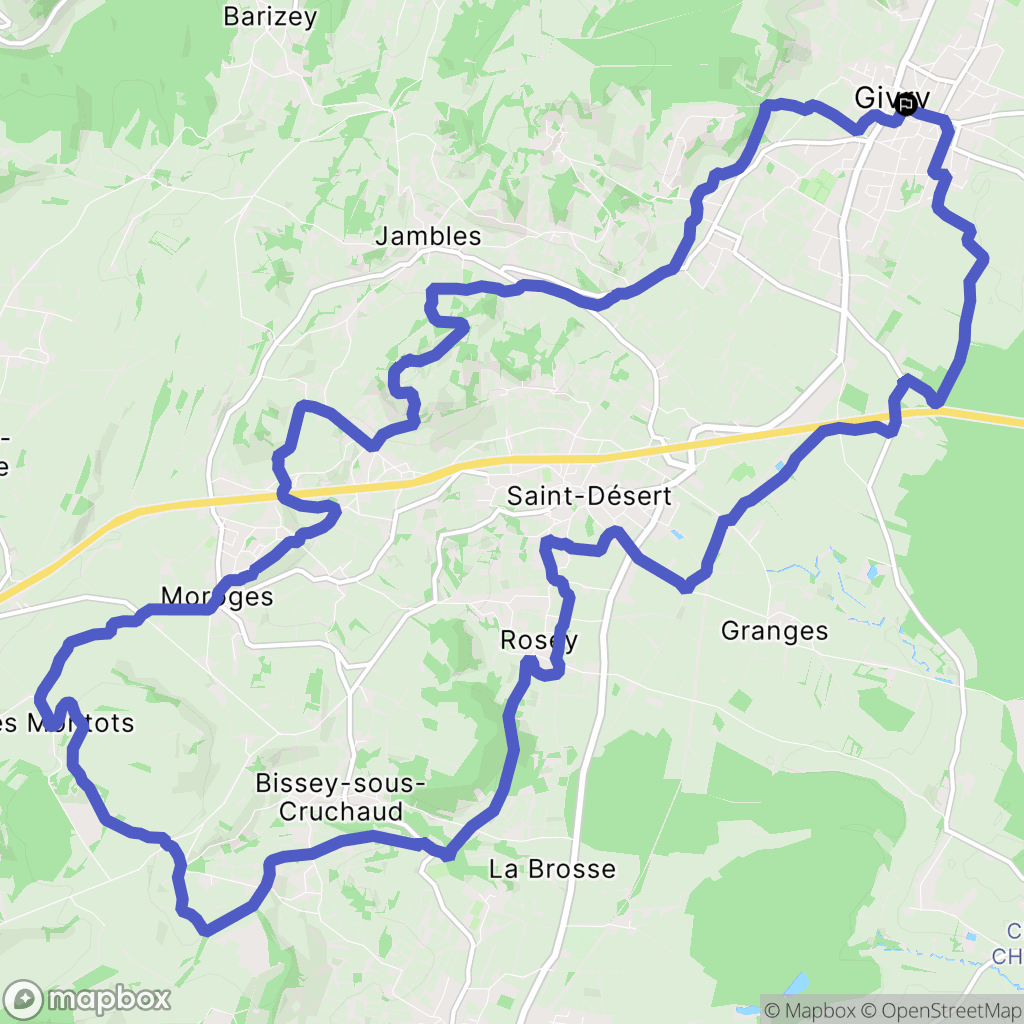 Givry : carte du parcours de randonnée - France