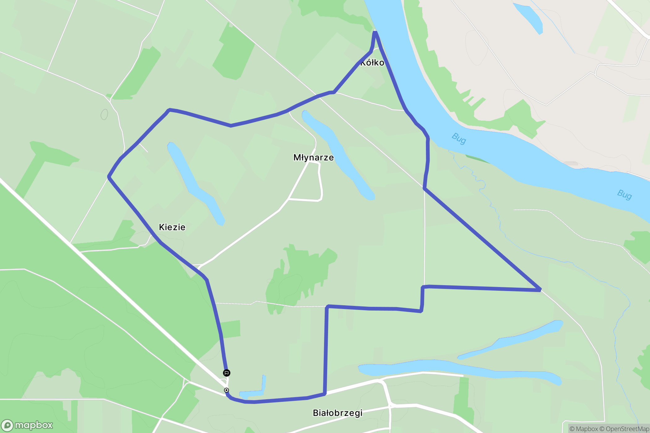 Białobrzegi: mapa trasy - Poland