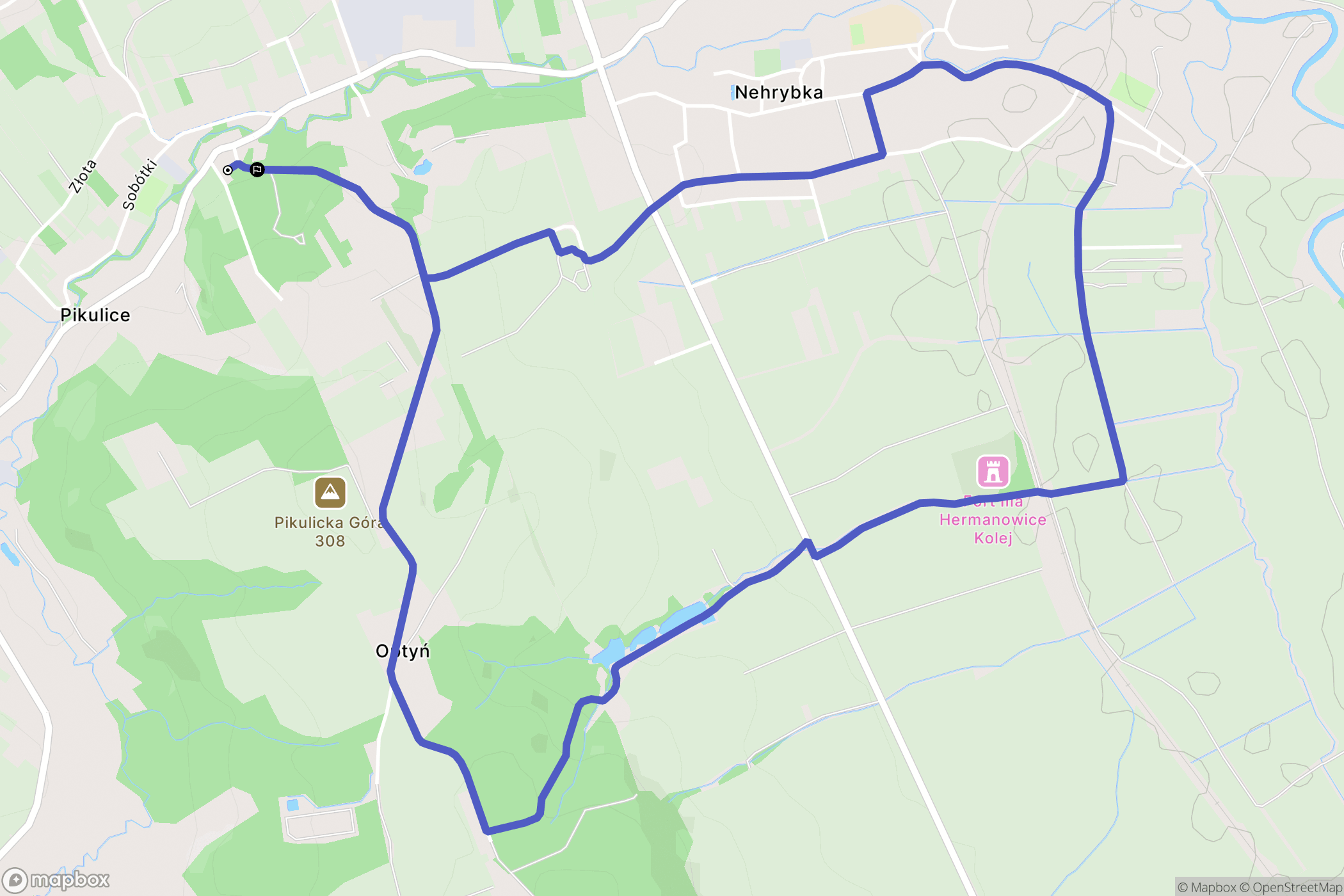 Pikulice: mapa trasy - Poland
