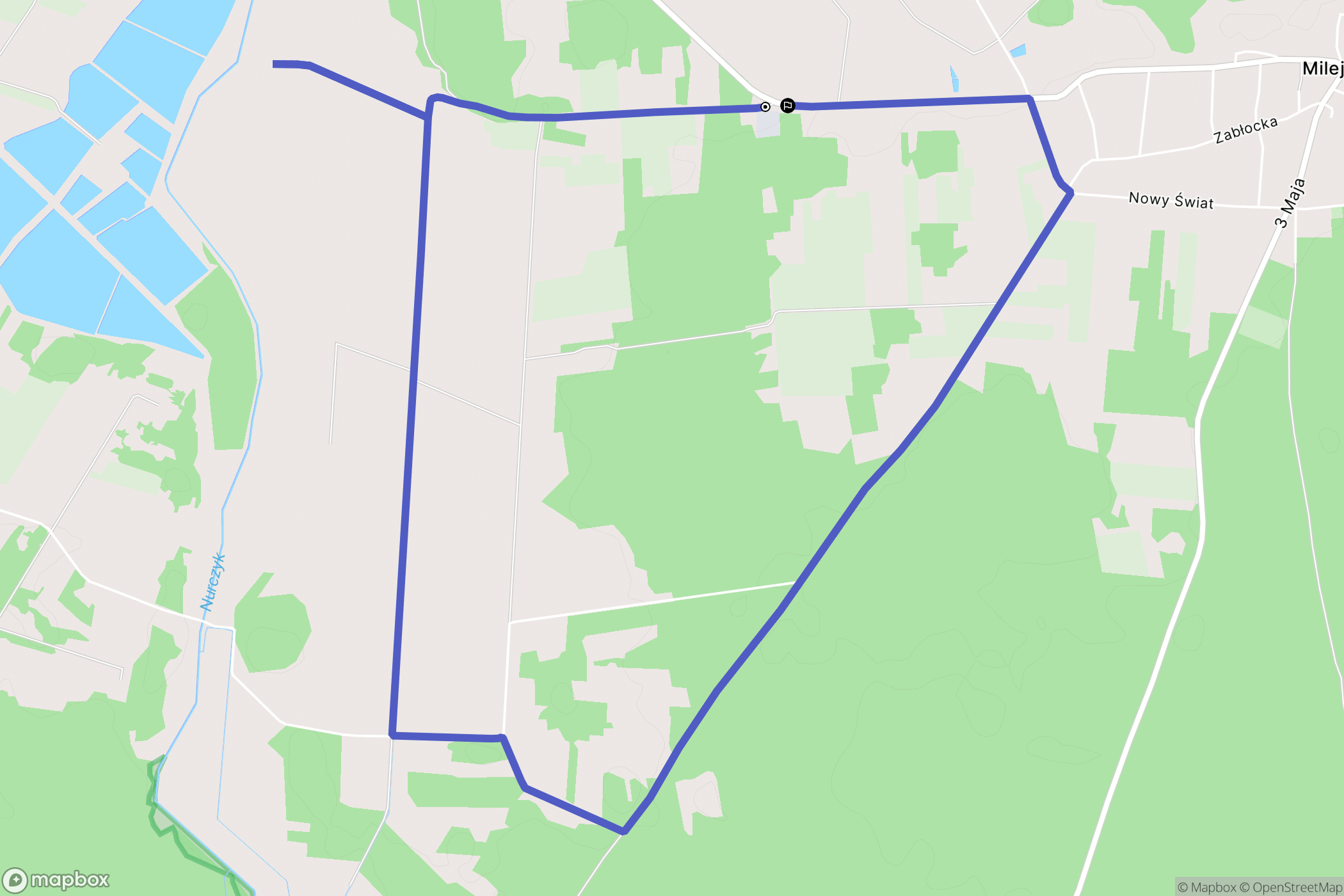Milejczyce: mapa trasy - Poland