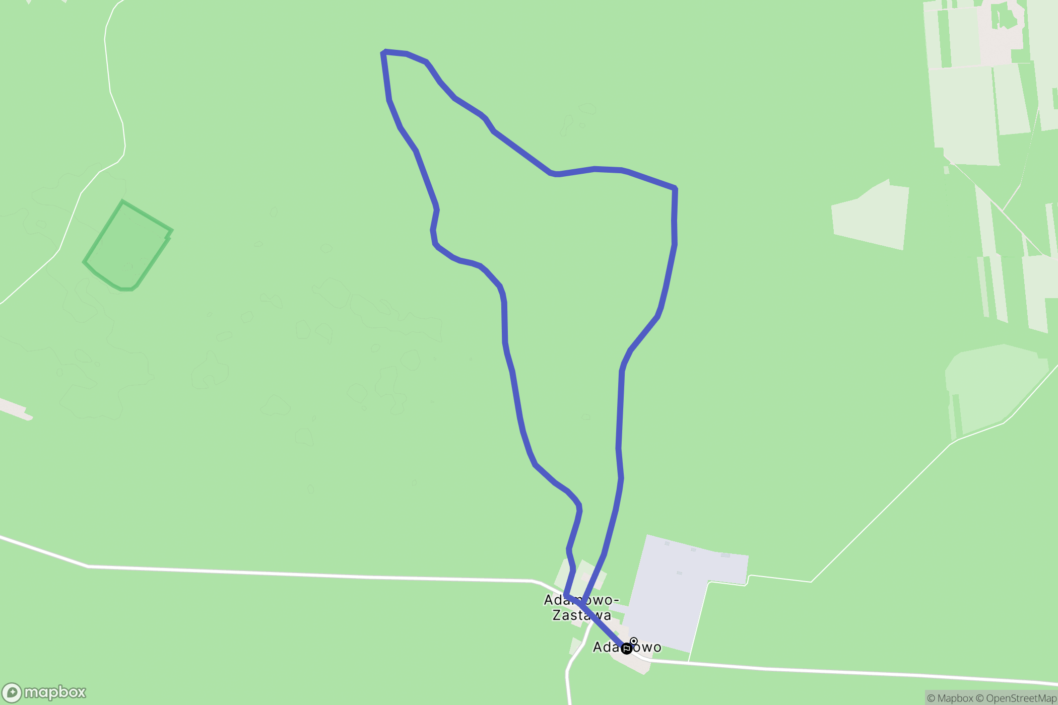 Adamowo-Zastawa: mapa trasy - Poland