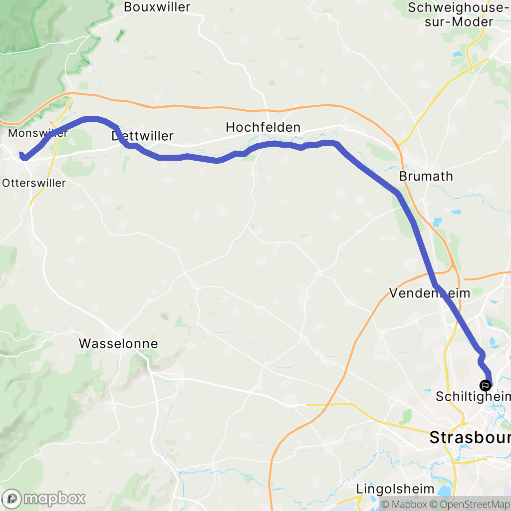 Bischheim : carte du parcours de randonnée - France
