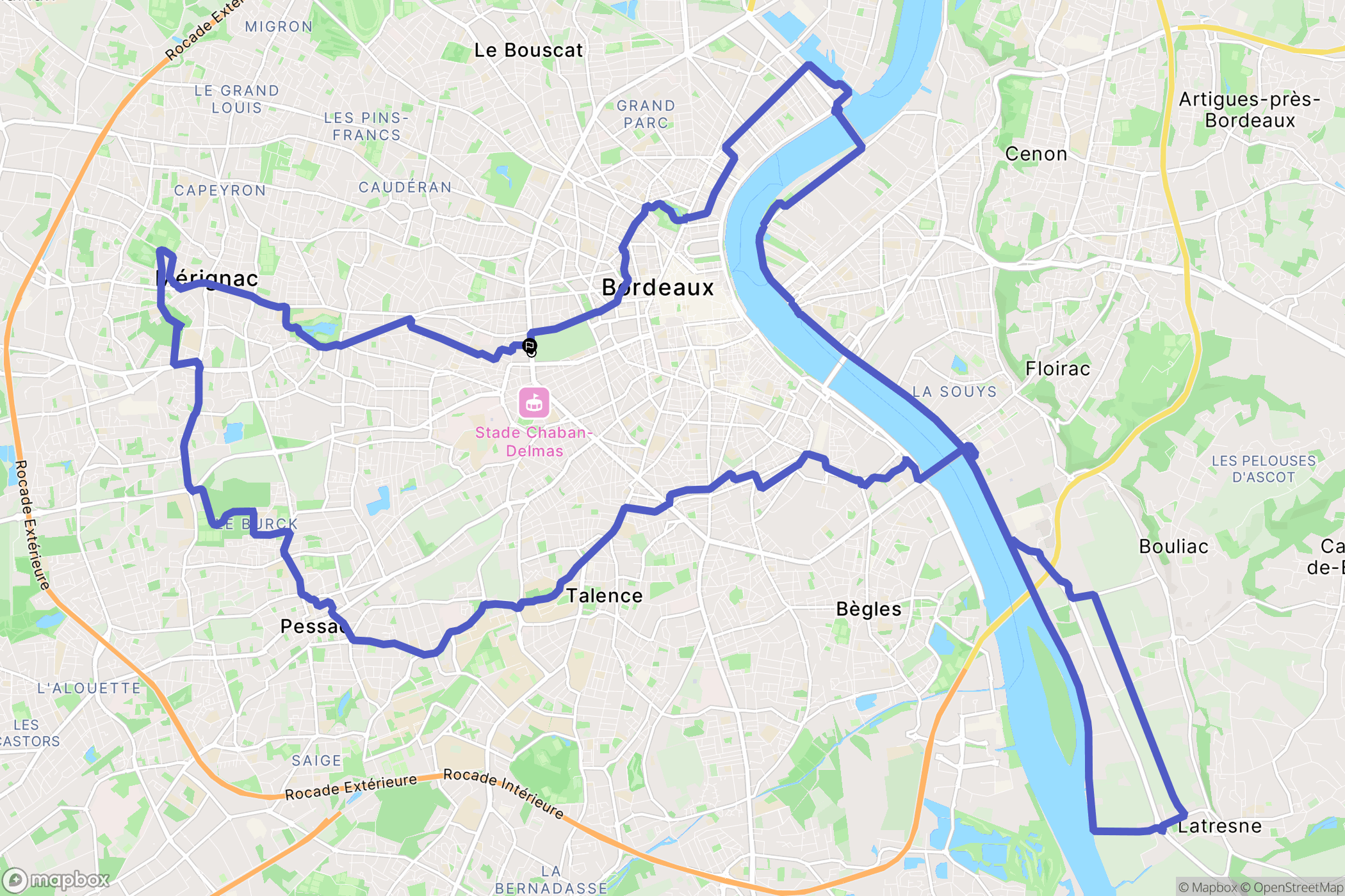 Bordeaux : carte du parcours de randonnée - France
