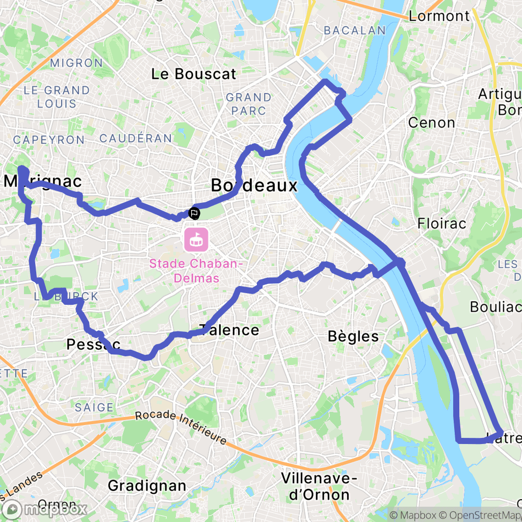Bordeaux : carte du parcours de randonnée - France