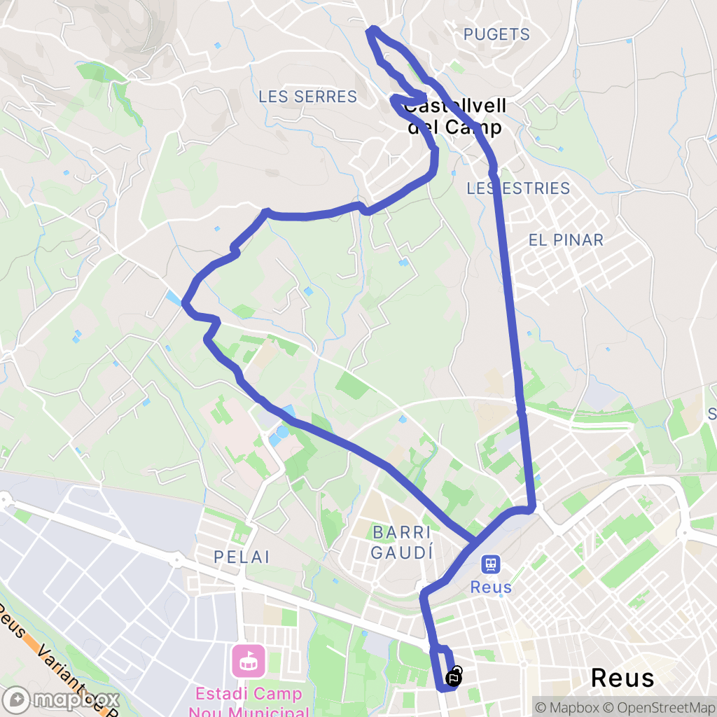 Reus : carte du parcours de randonnée - Spain