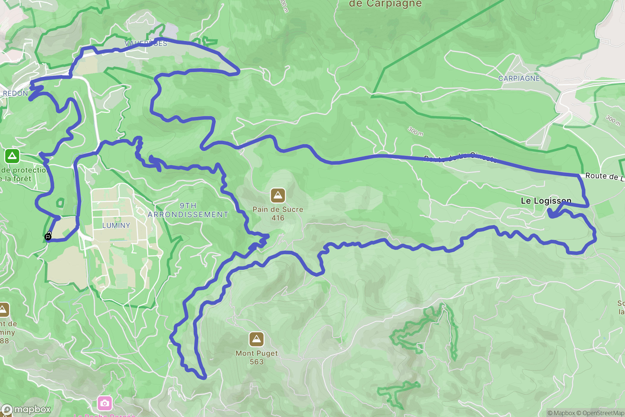 Marseille : carte du parcours de randonnée - France