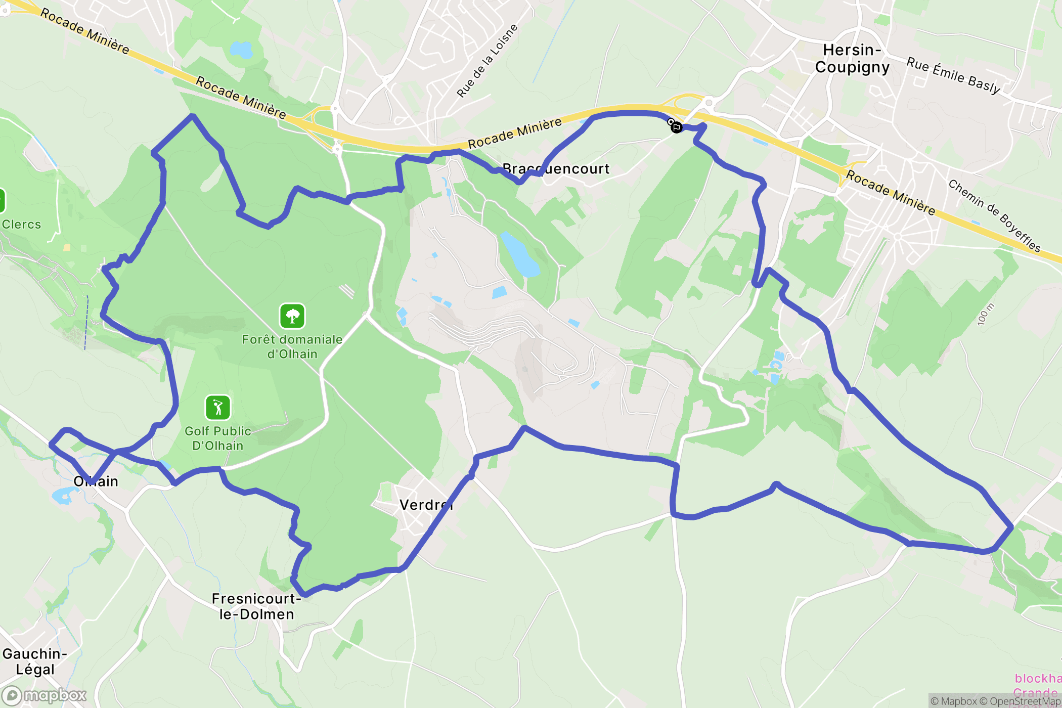 Hersin-Coupigny : carte du parcours de randonnée - France