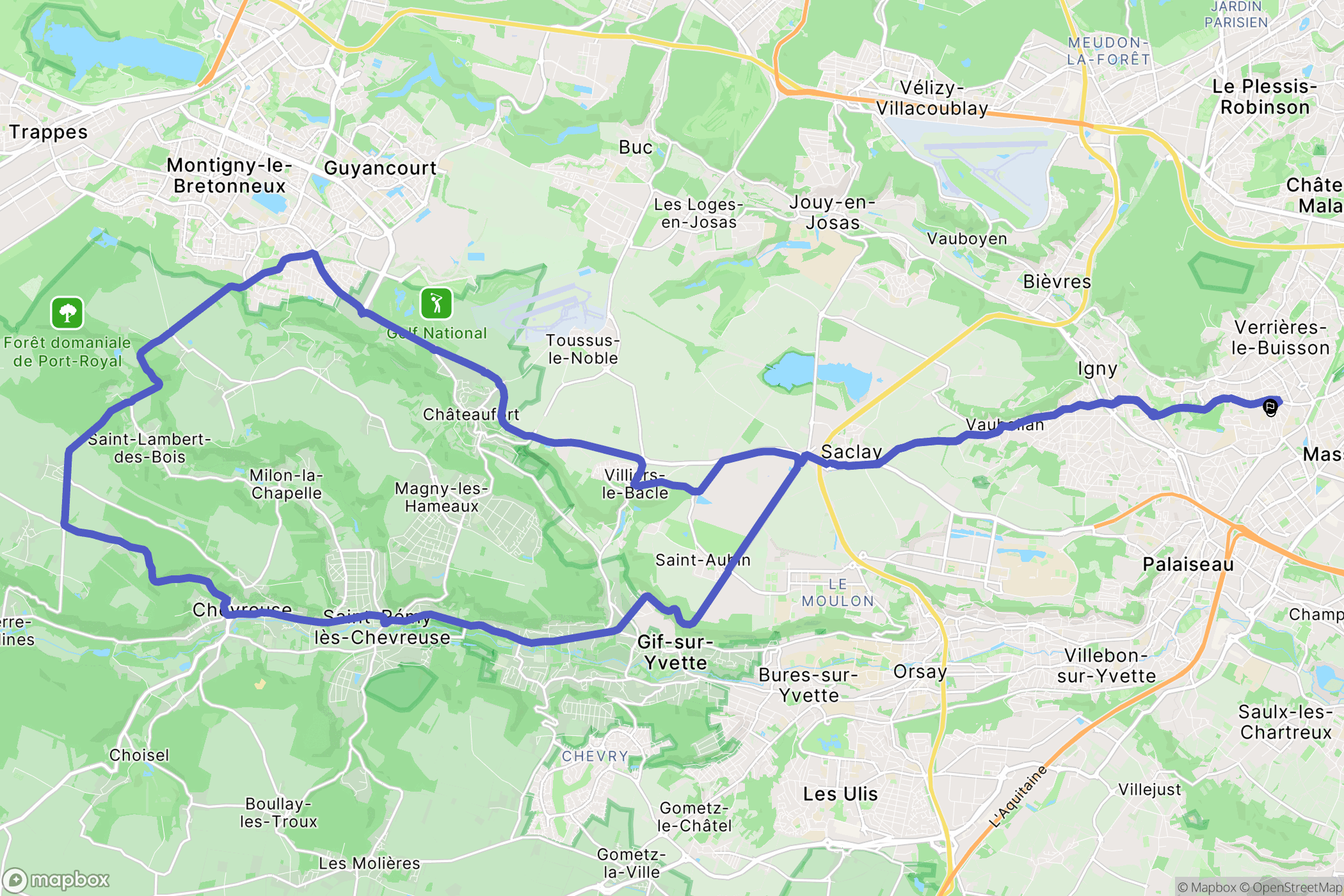 Massy : carte du parcours de randonnée - France