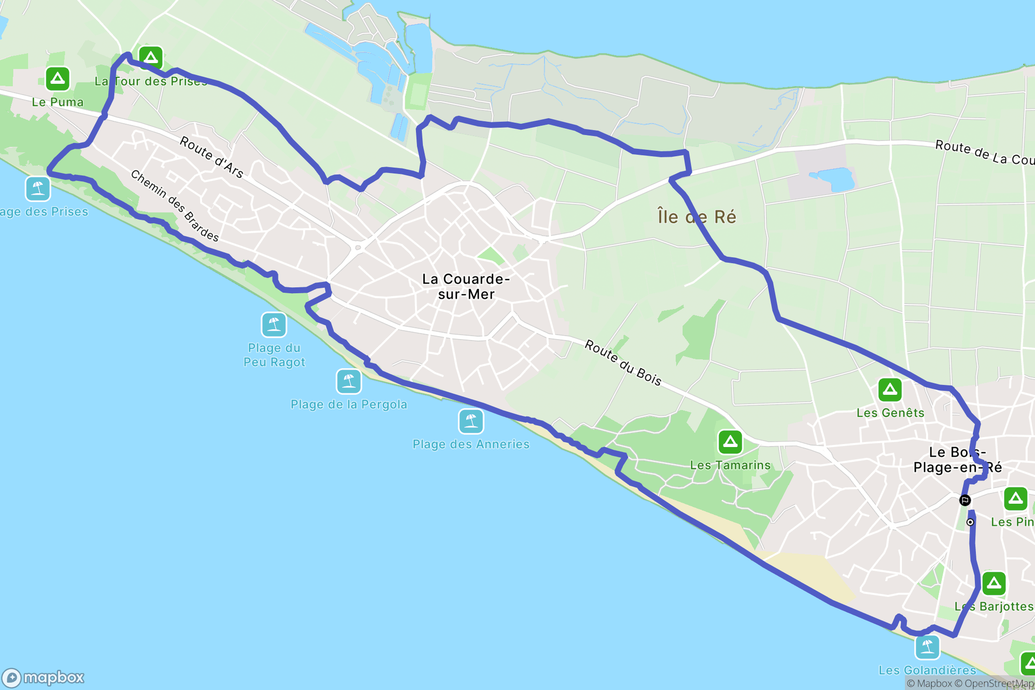 Le Bois-Plage-en-Ré : carte du parcours de randonnée - France