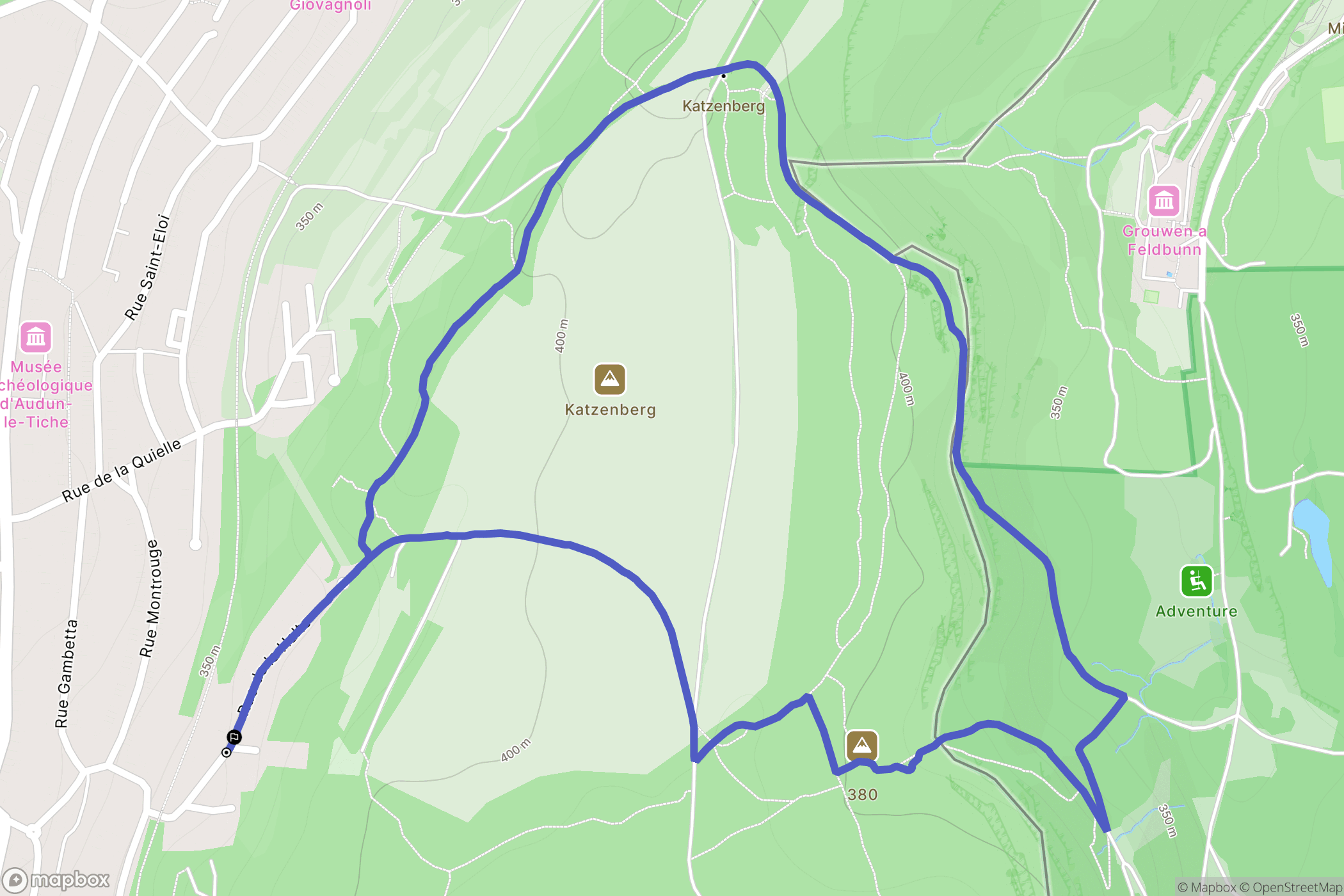 Audun-le-Tiche : carte du parcours de randonnée - France