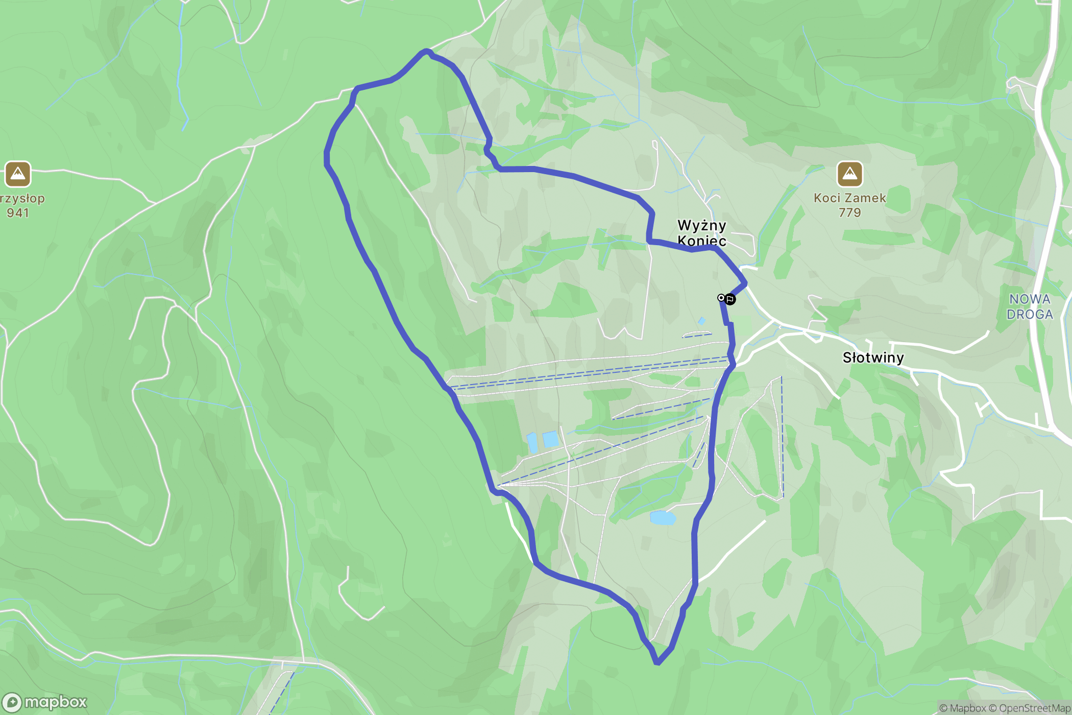 Krynica-Zdrój: mapa trasy - Poland