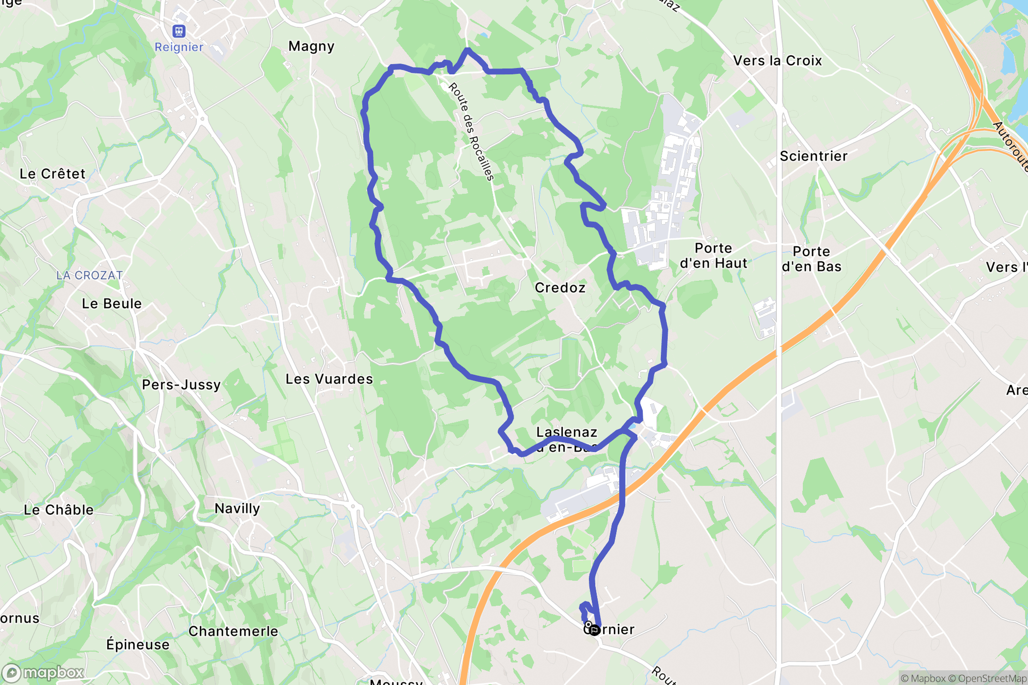 Cornier : carte du parcours de randonnée - France