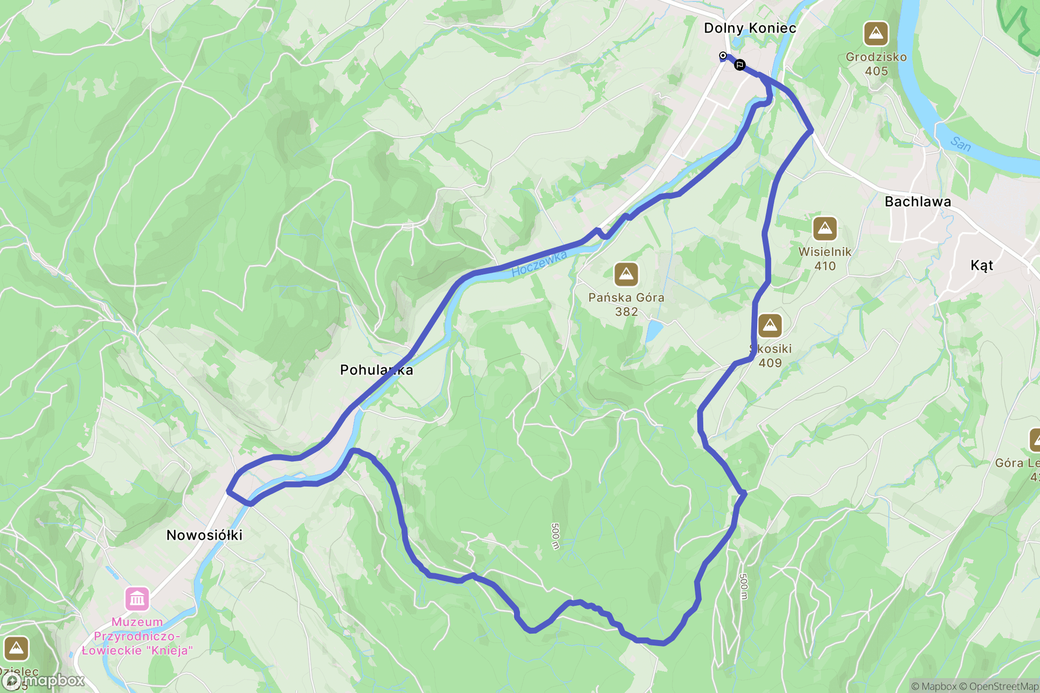 Hoczew: mapa trasy - Poland