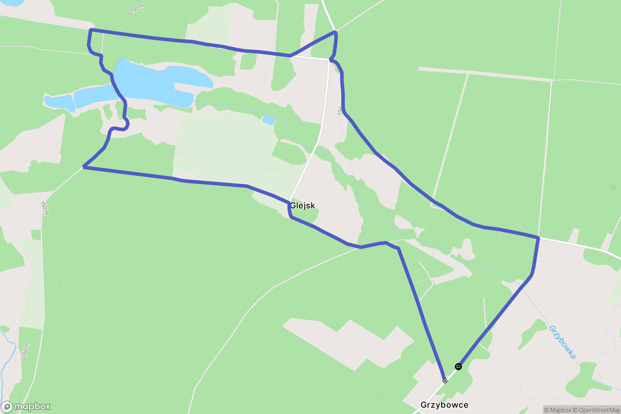 Grzybowce: mapa trasy - Poland
