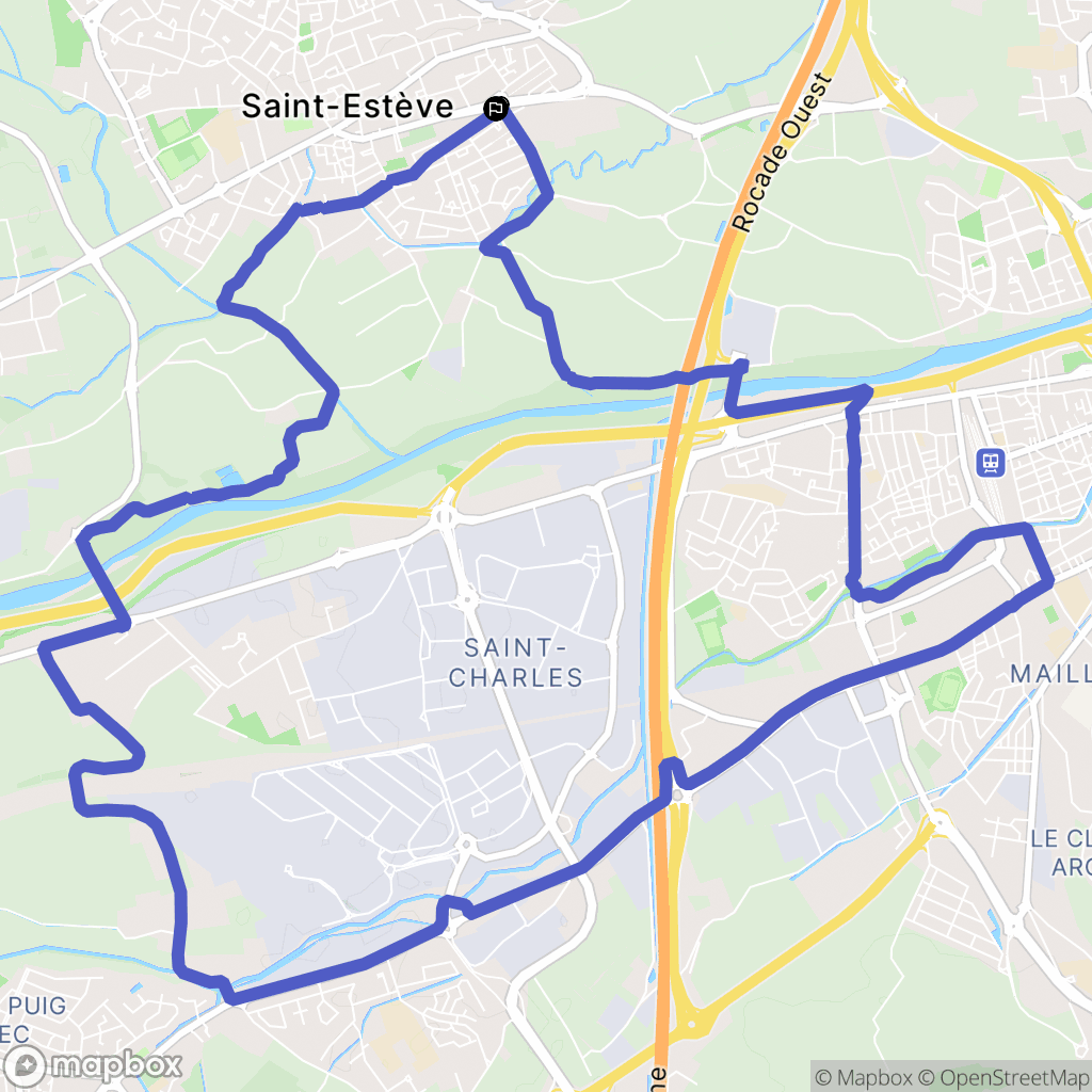 Saint-Estève : carte du parcours de randonnée - France
