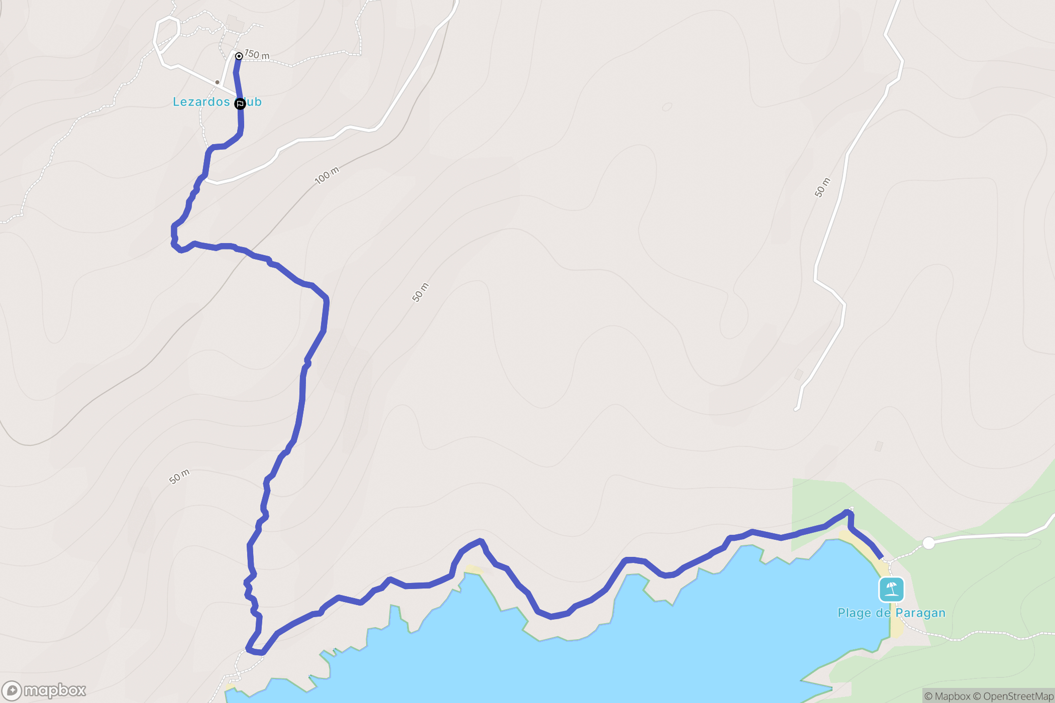 Bonifacio : carte du parcours de randonnée - France