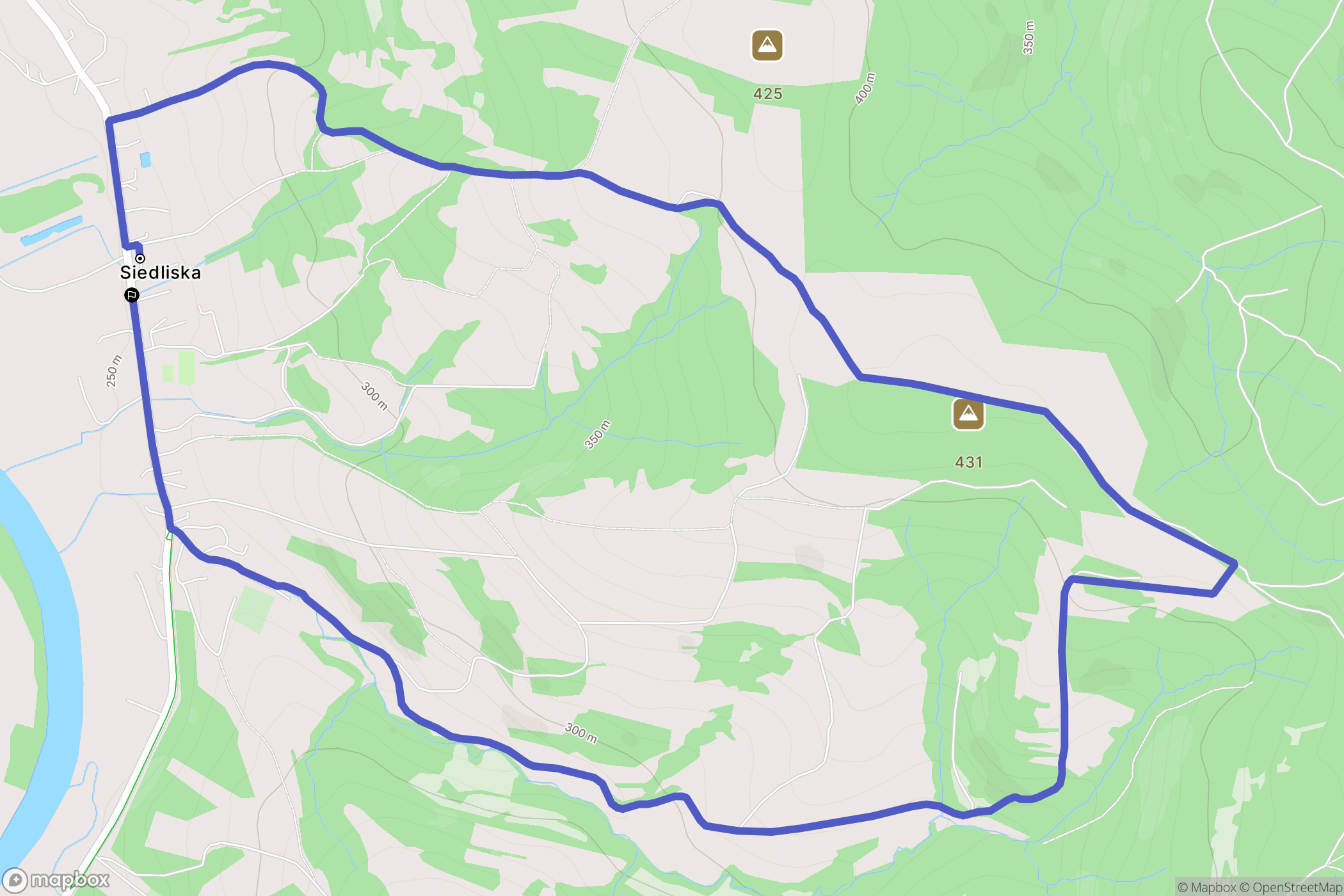 Siedliska: mapa trasy - Poland