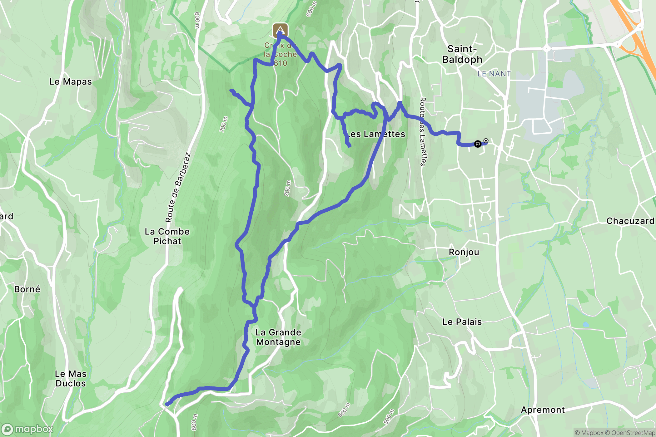 Saint-Baldoph : carte du parcours de randonnée - France