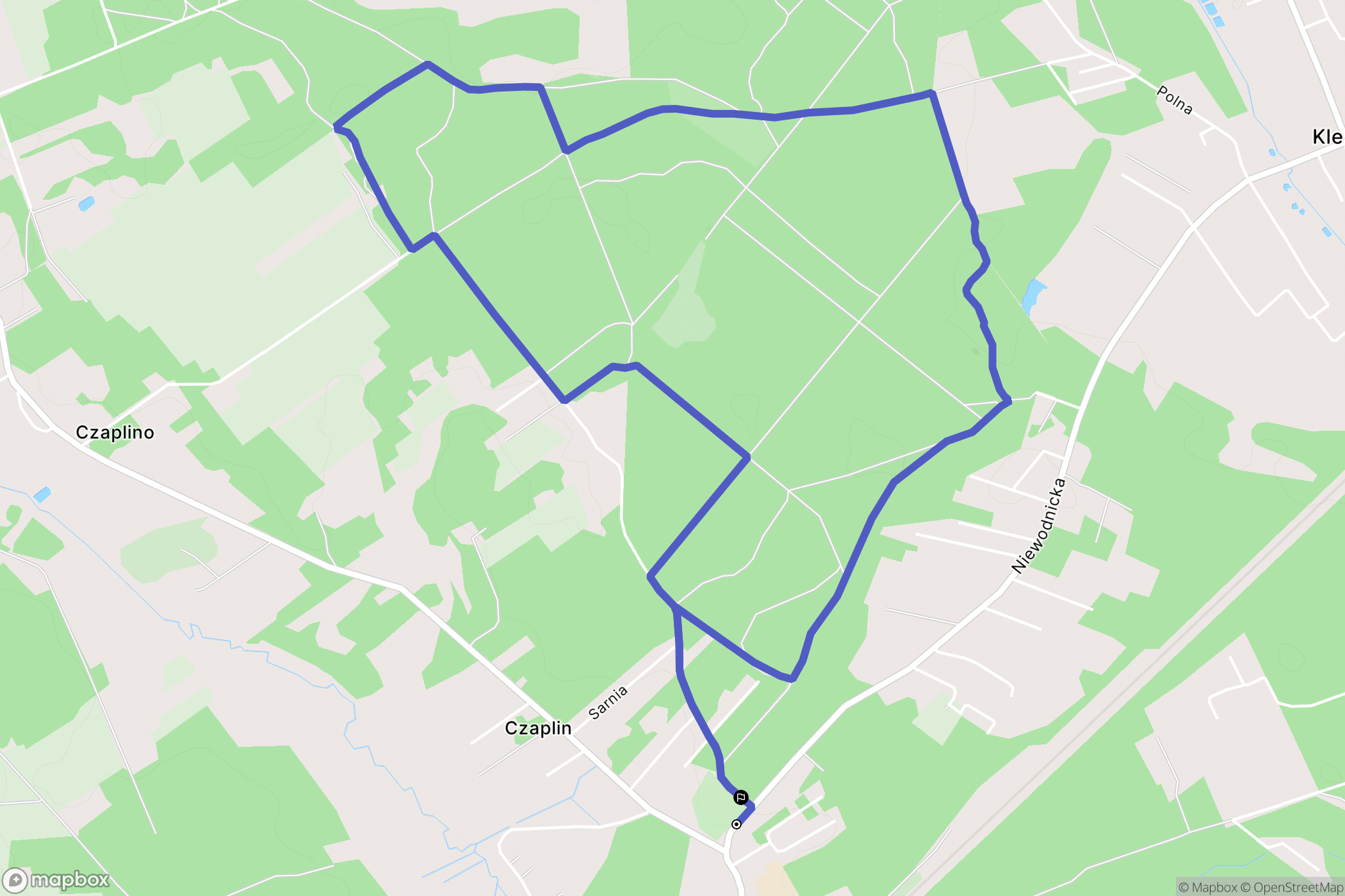 Niewodnica Kościelna: mapa trasy - Poland
