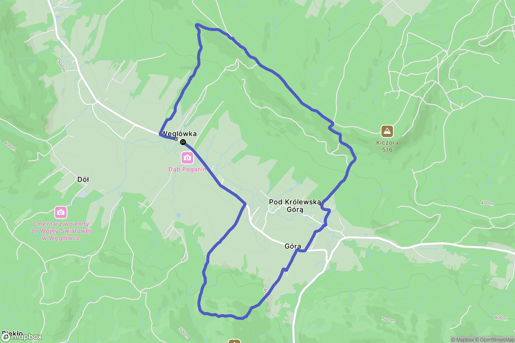 Węglówka: mapa trasy - Poland