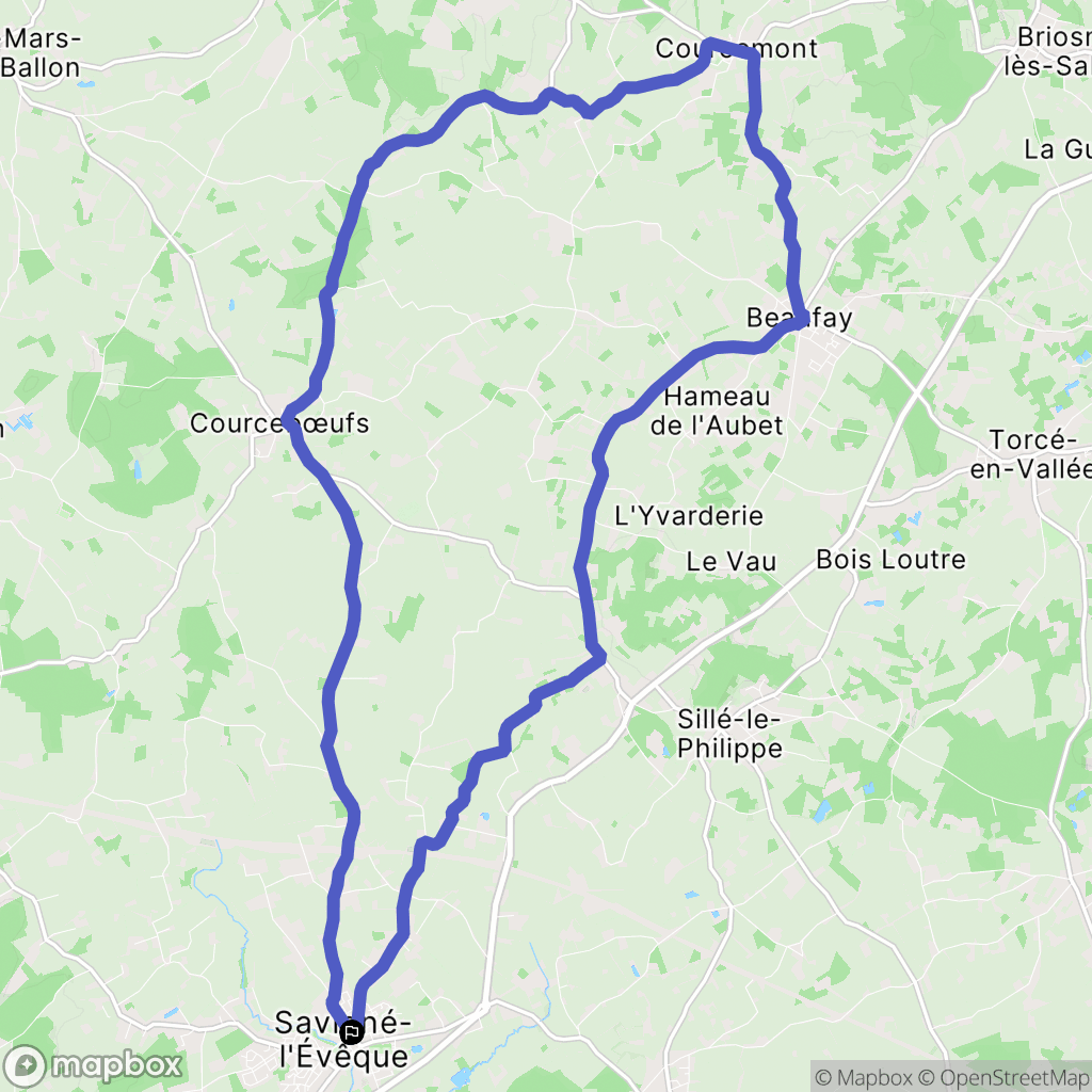 Savigné-l'Évêque : carte du parcours de randonnée - France