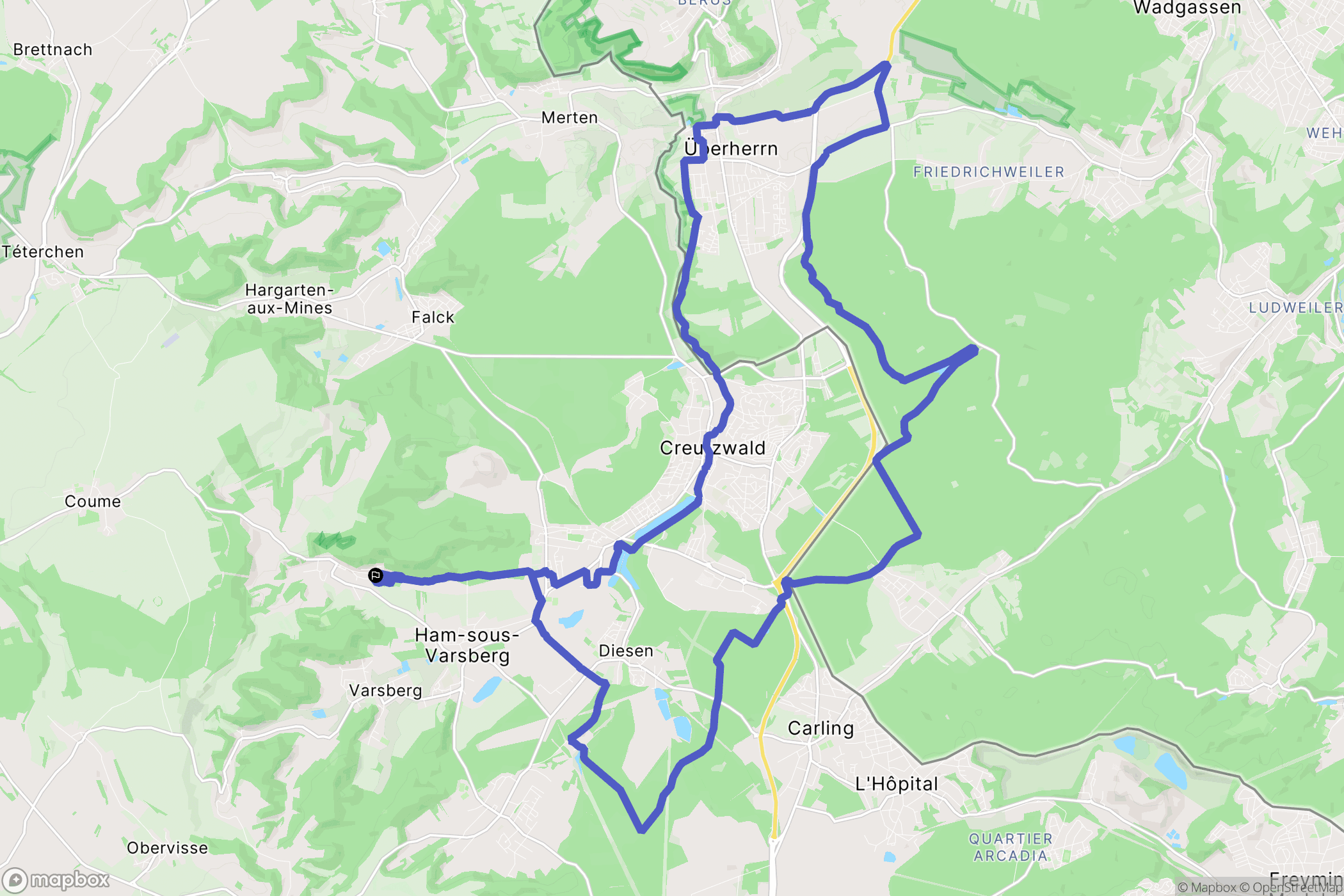 Guerting : carte du parcours de randonnée - France