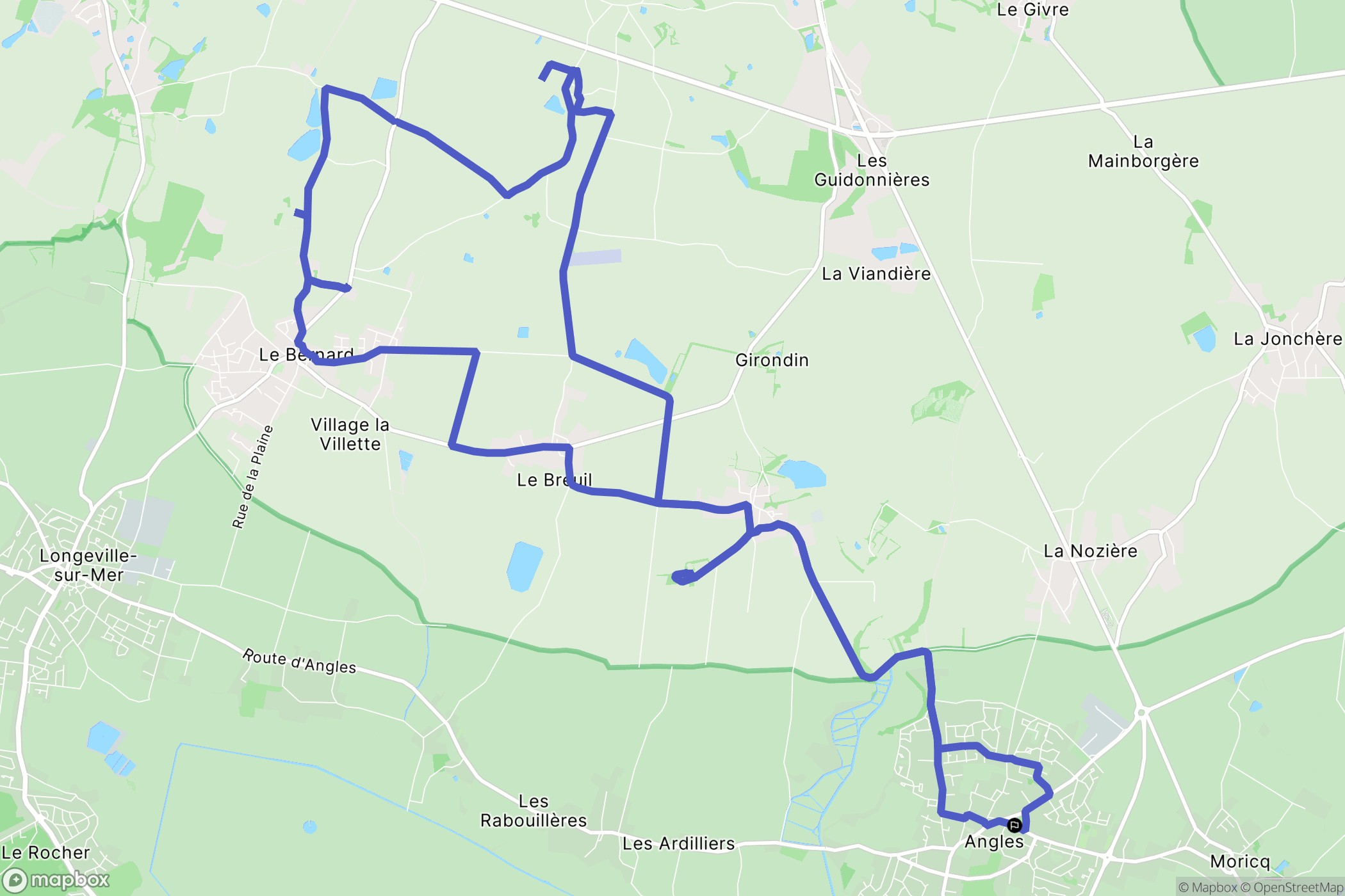 Angles : carte du parcours de randonnée - France