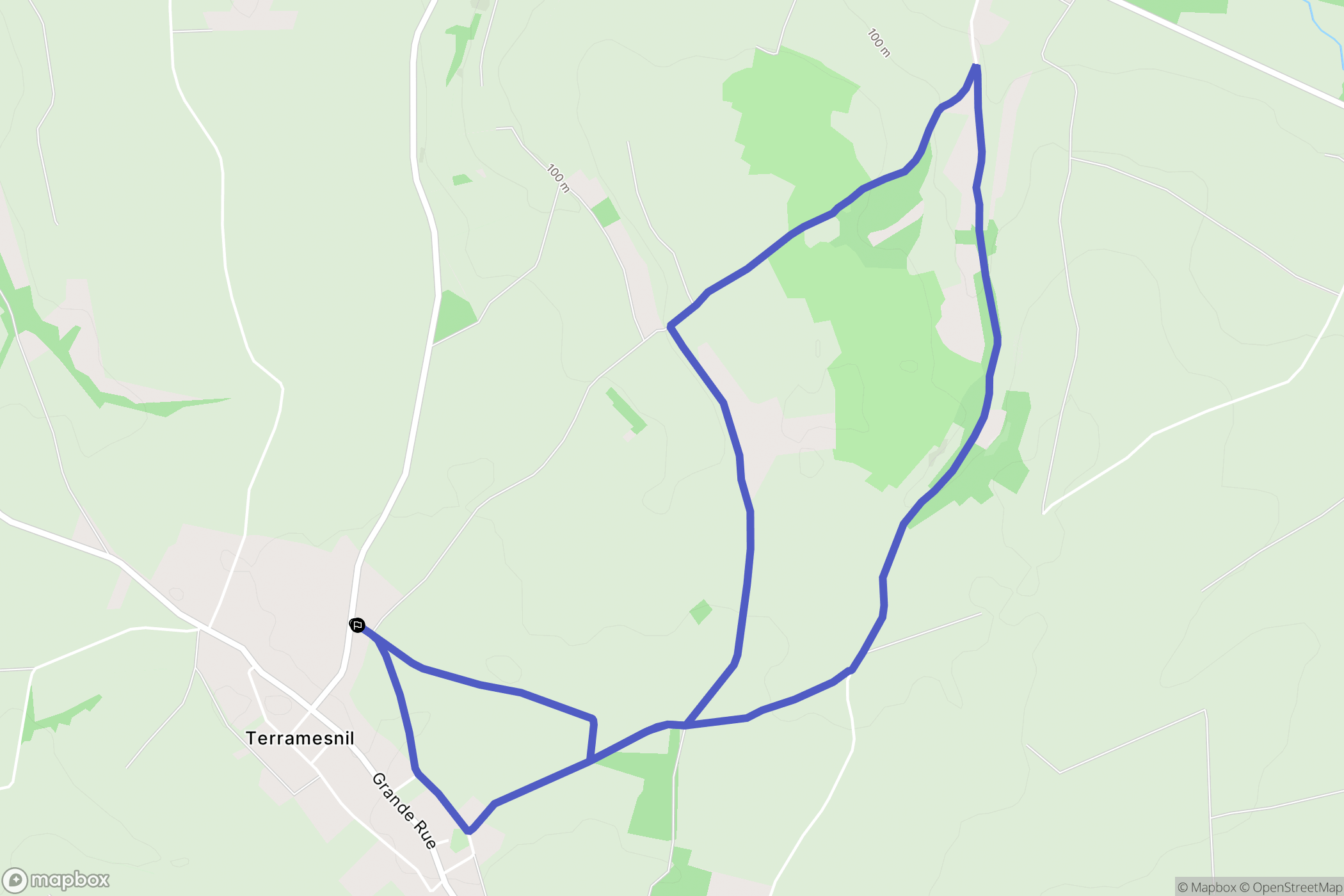 Amplier : carte du parcours de randonnée - France