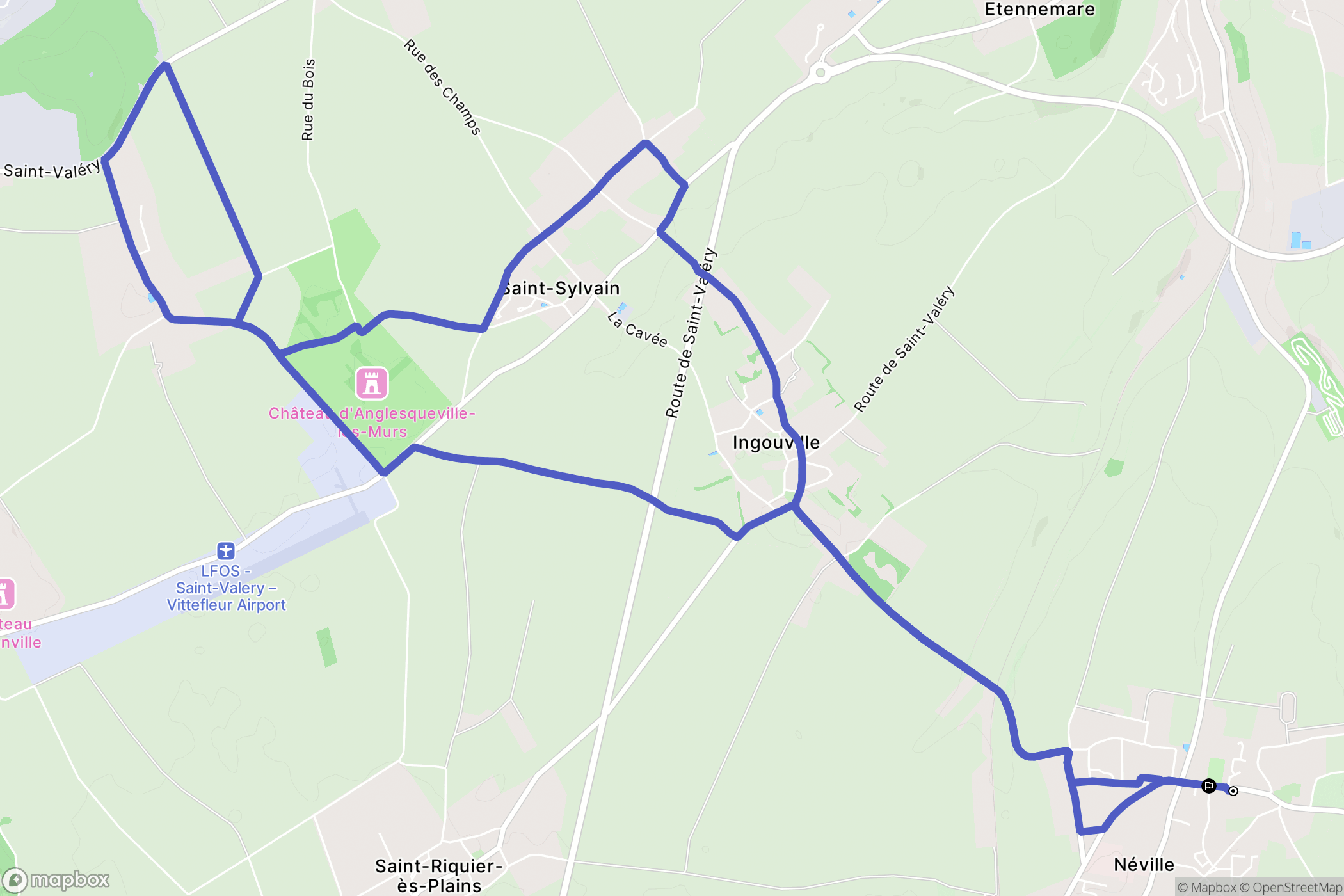 Néville : carte du parcours de randonnée - France
