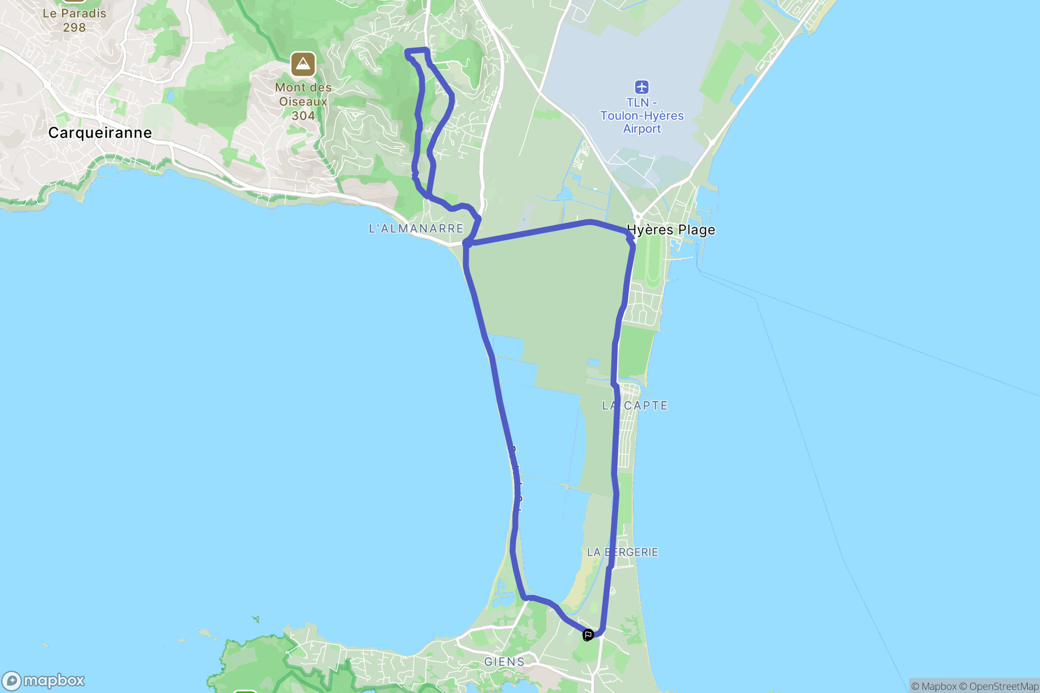 Hyères : carte du parcours de randonnée - France