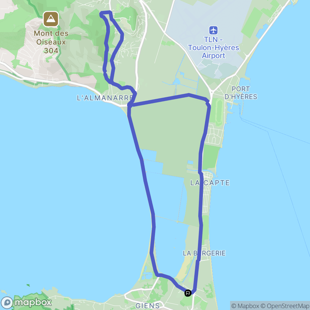 Hyères : carte du parcours de randonnée - France