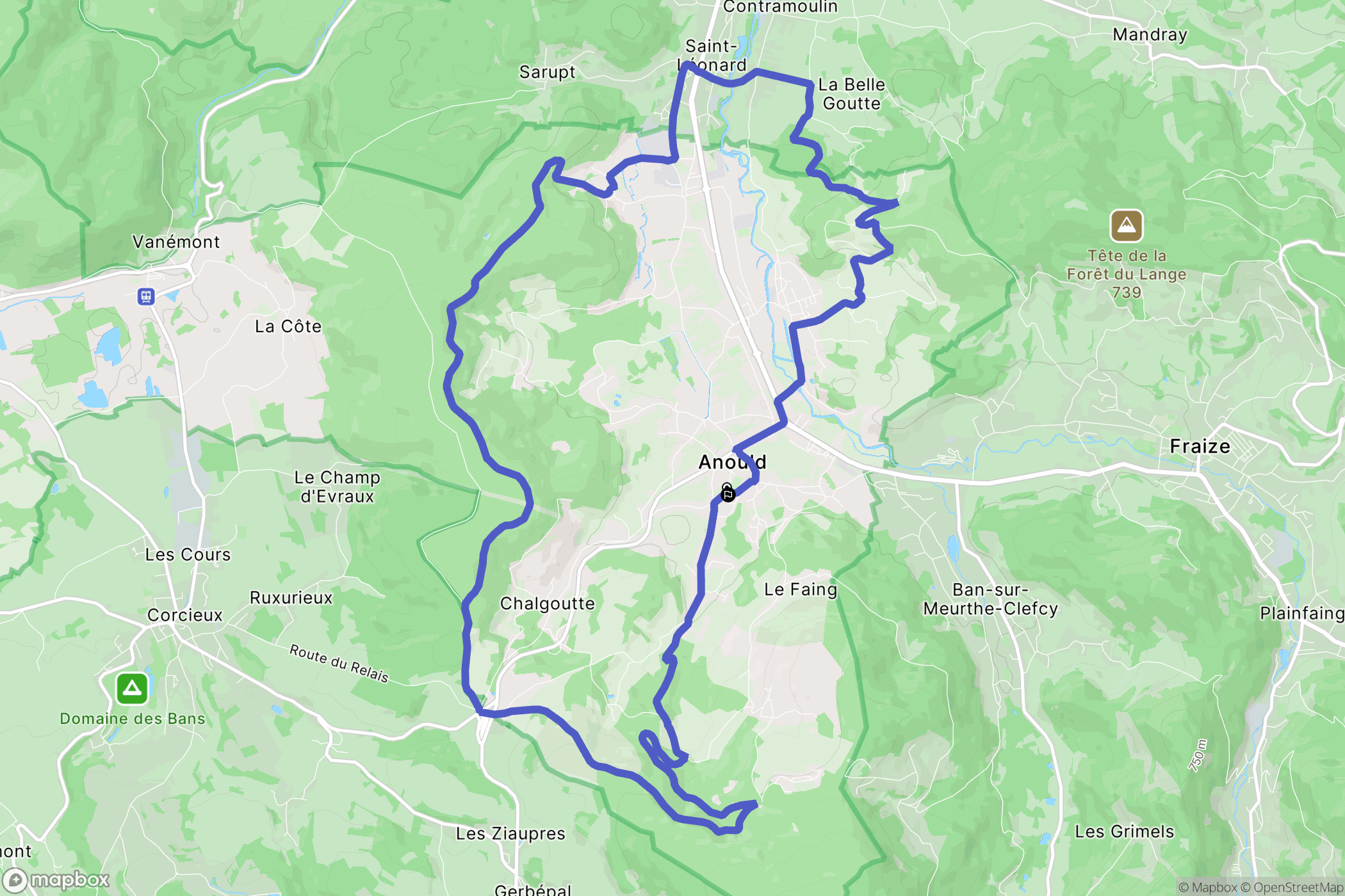 Anould : carte du parcours de randonnée - France