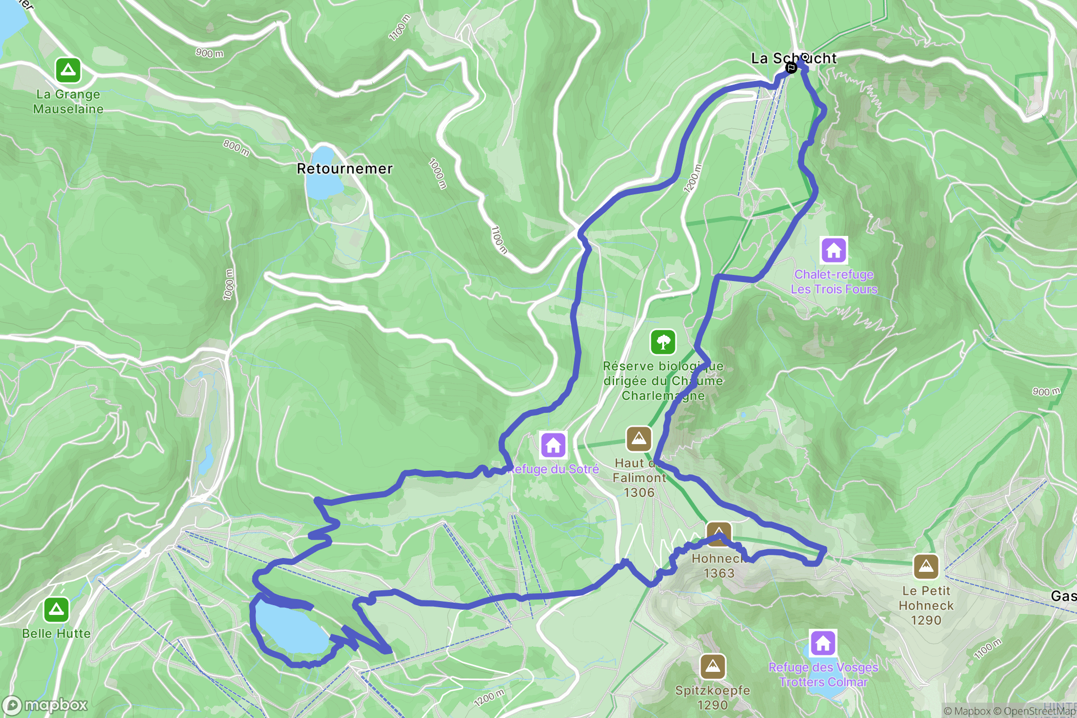 Le Valtin : carte du parcours de randonnée - France