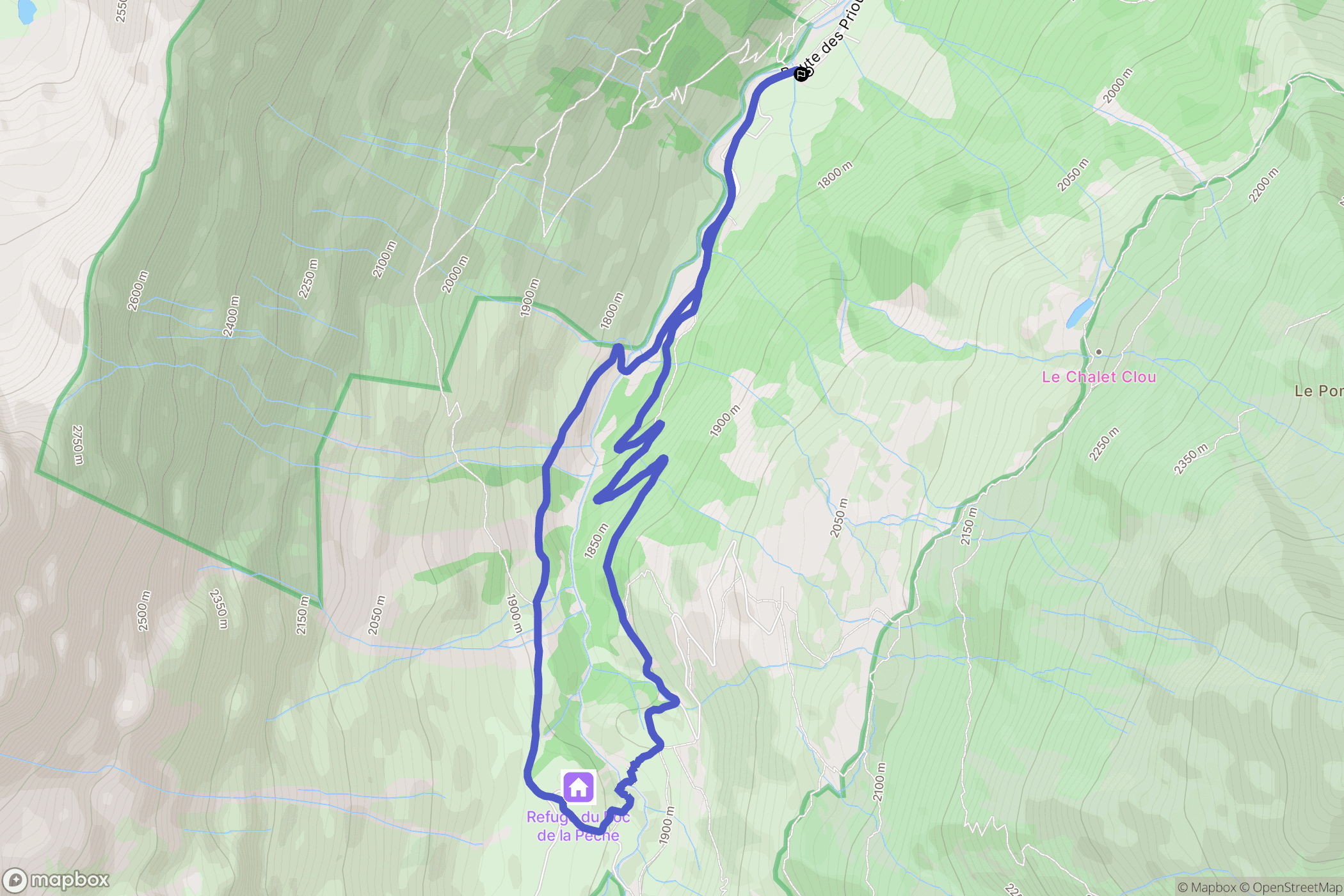 Pralognan-la-Vanoise : carte du parcours de randonnée - France