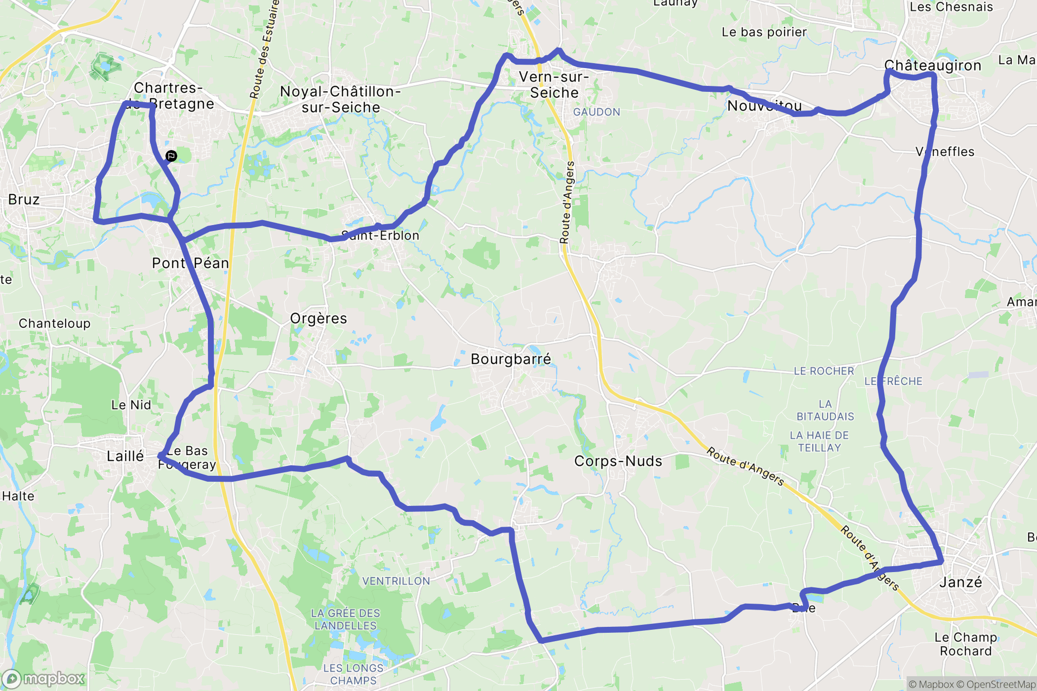 Chartres-de-Bretagne : carte du parcours de randonnée - France