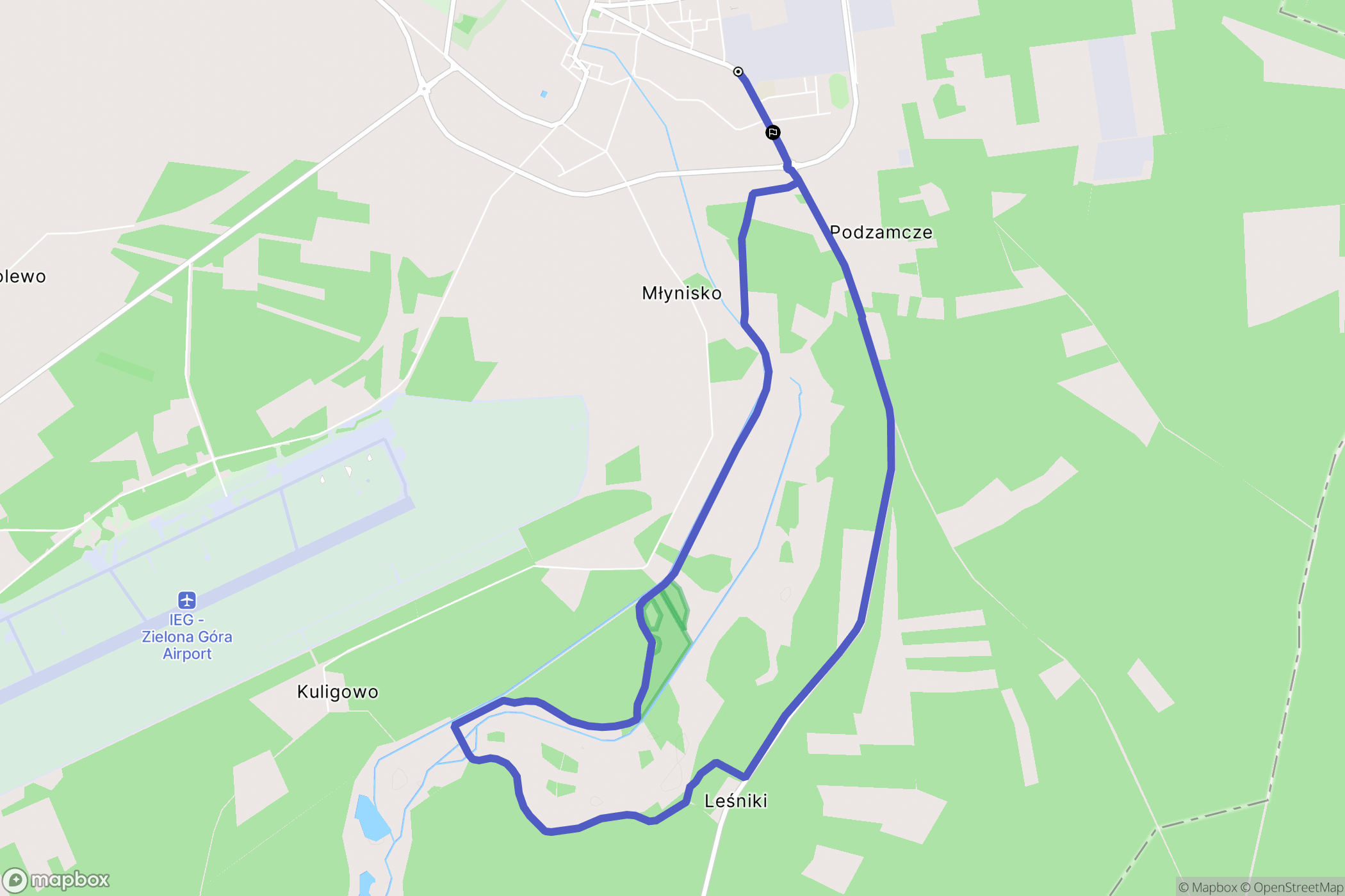 Babimost: mapa trasy - Poland