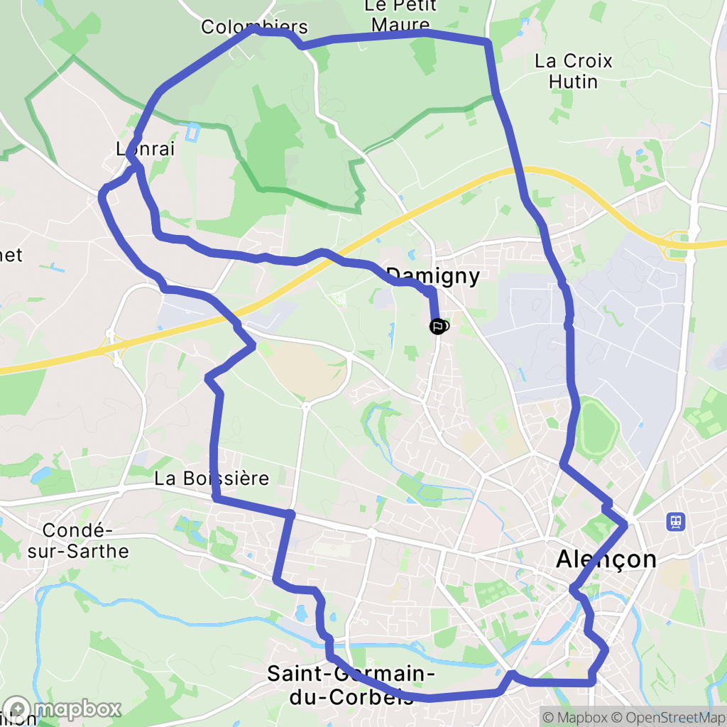 Damigny : carte du parcours de randonnée - France