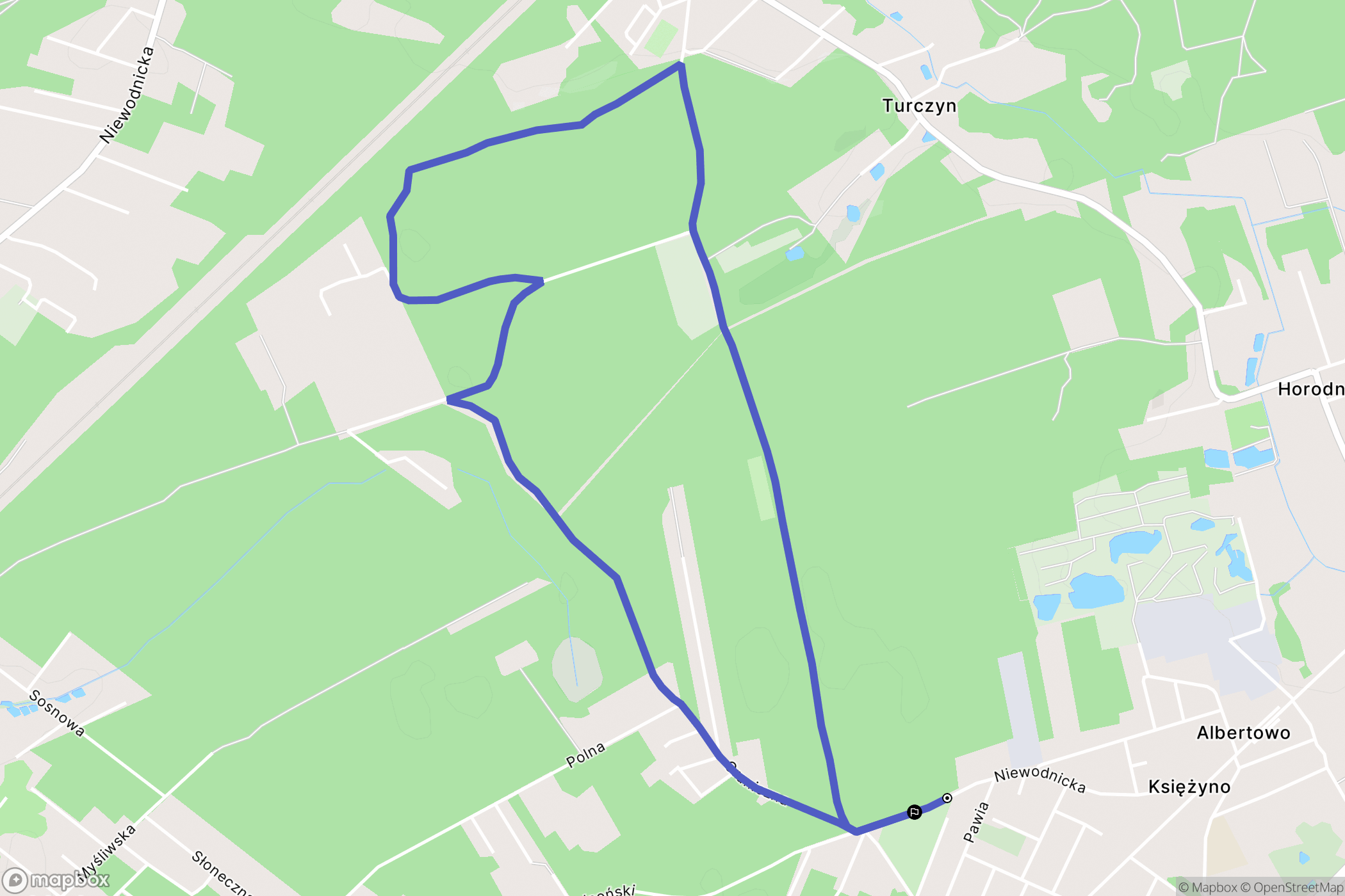 Księżyno: mapa trasy - Poland