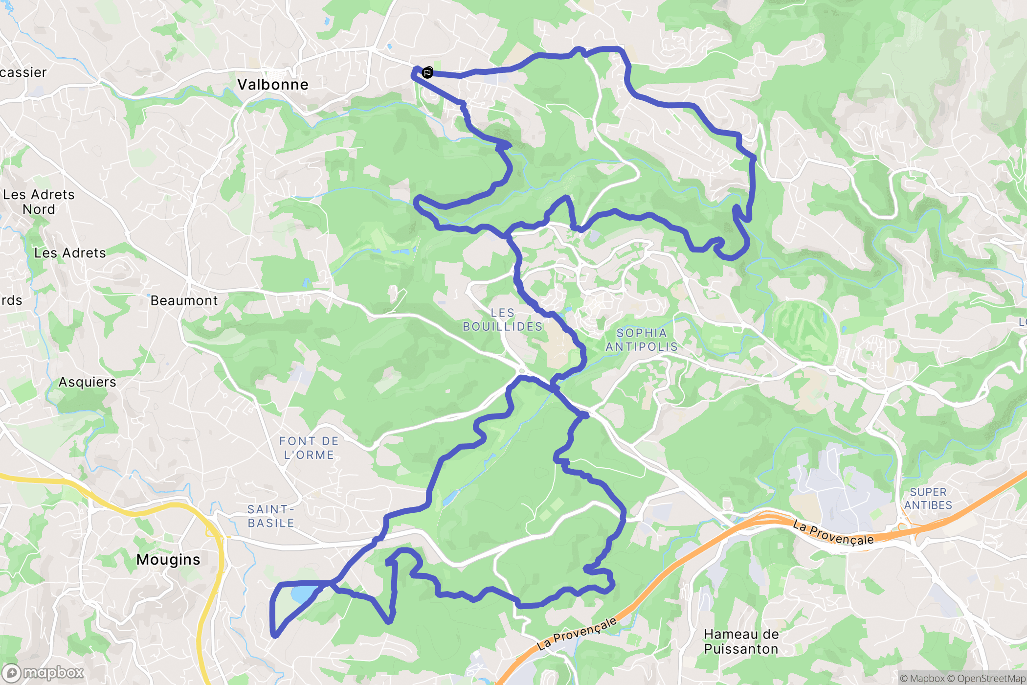 Valbonne : carte du parcours de randonnée - France