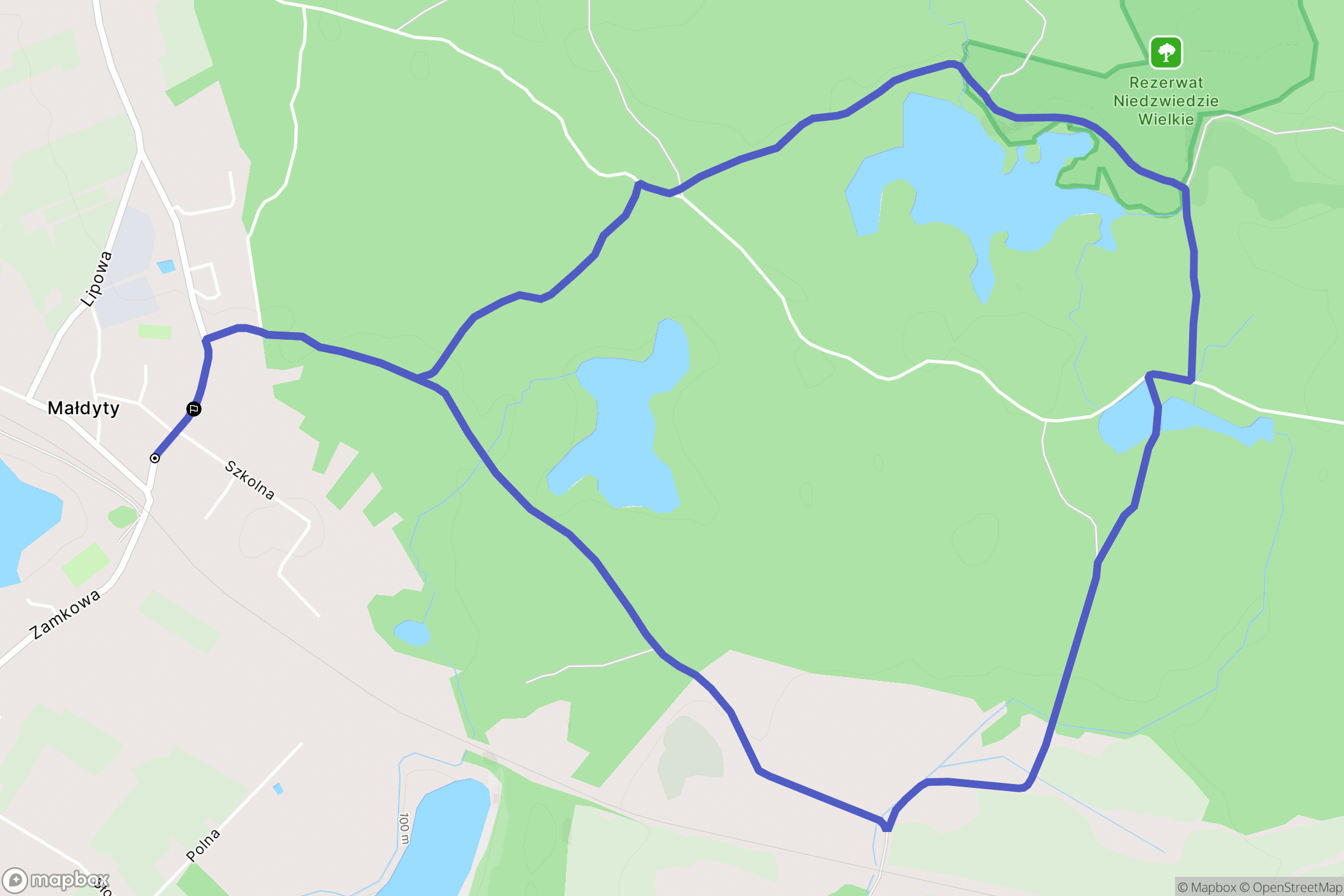 Małdyty: mapa trasy - Poland