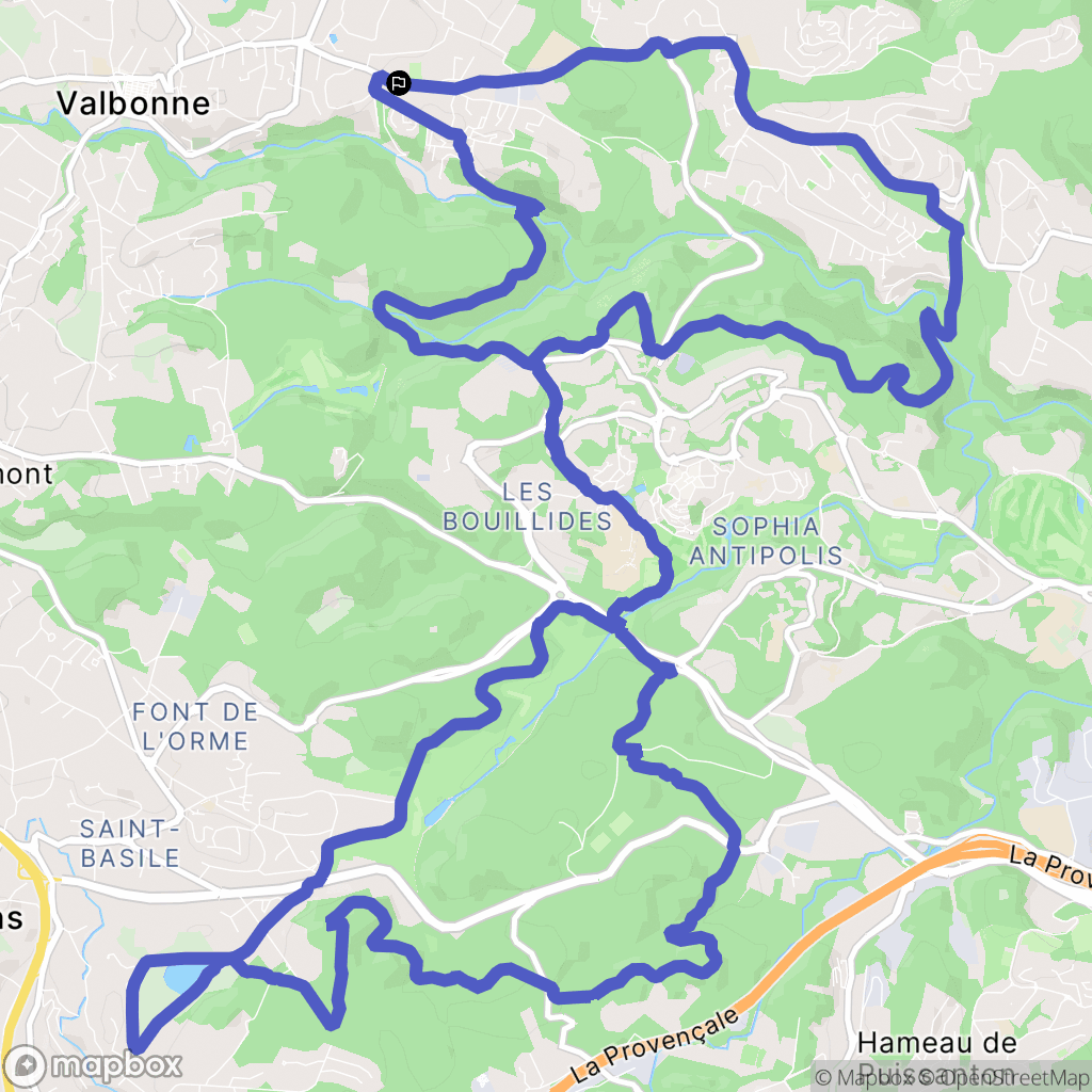 Valbonne : carte du parcours de randonnée - France