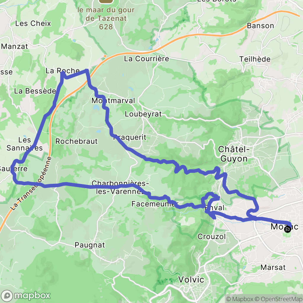 Mozac : carte du parcours de randonnée - France