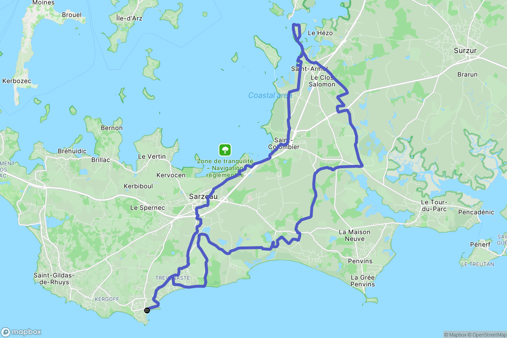 Sarzeau : carte du parcours de randonnée - France